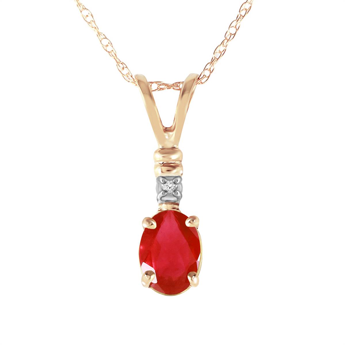 0.46 Carat 14K Solid Yellow Gold Ruby and Diamond Pendant Necklace for Women | Elegant Gift for Anniversary, Birthday & Valentine's Day | Perfect for Evening Parties, Weddings & Special Occasions