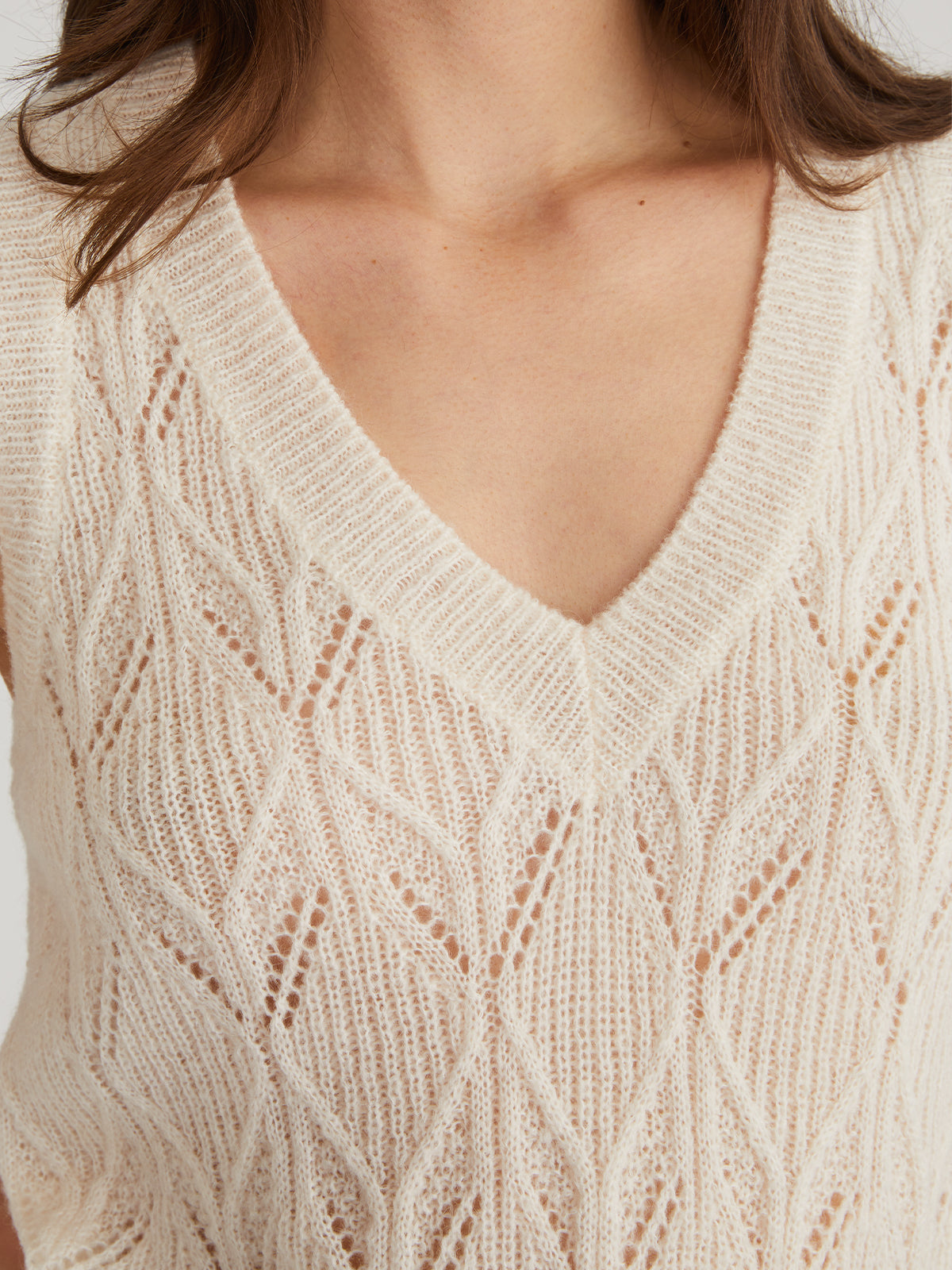 Serena Pointelle V Neck Vest for Women - Lightweight Knit Layering Top - Perfect for Spring & Summer Outfits, Office Wear, and Casual Styling