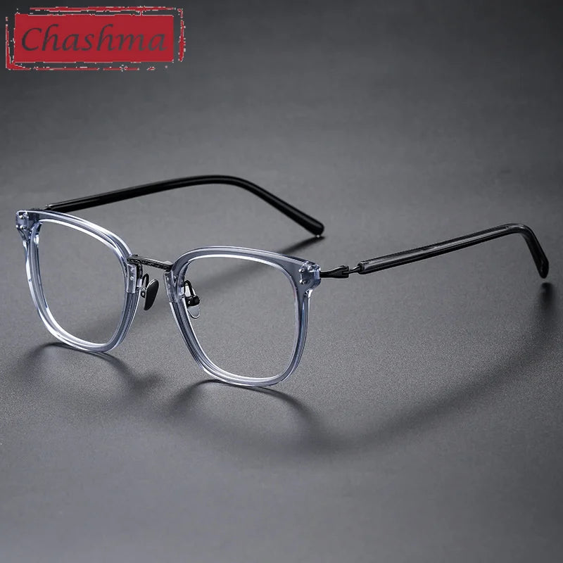 Unisex Square Acetate Titanium Frame Eyeglasses 82044 - Lightweight & Durable for Men & Women - Perfect for Reading, Work & Fashion Accessory