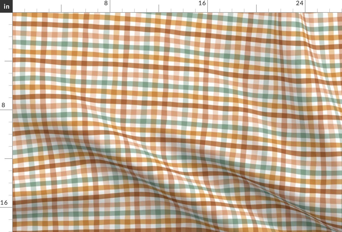 Gingham Plaid Spring Tartan Orange Sage Green Printed Chiffon Fabric Fat Quarter - DIY Sewing, Fashion Apparel, Dresses & Home Decor - Perfect for Spring Dresses, Curtains, Table Runners & Craft Projects