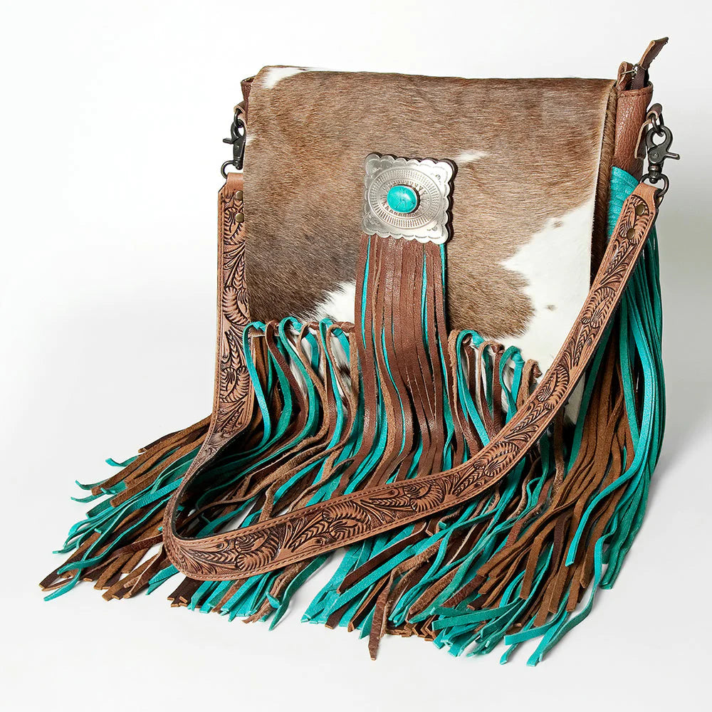 American Darling Hide Fringe Bag - Genuine Leather Crossbody Purse for Women | Perfect for Casual Outings, Music Festivals & Boho Style