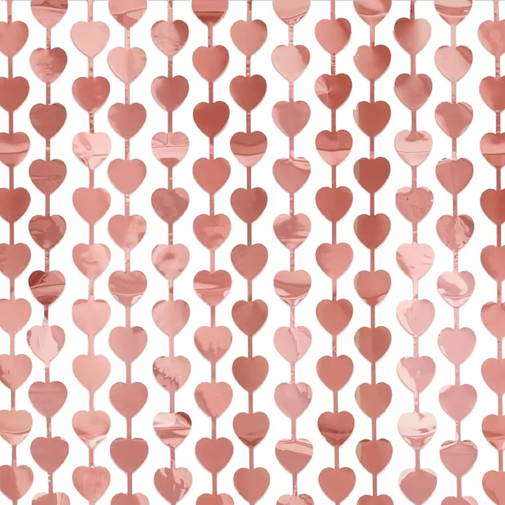 Rose Gold Backdrop & Heart Foil Curtain - 2 Pack 3x7 ft Photo Booth Decor for Bachelorette Party, Birthday, Valentine's Day, Bridal & Baby Shower - Elegant Event Background for Instagram Photos