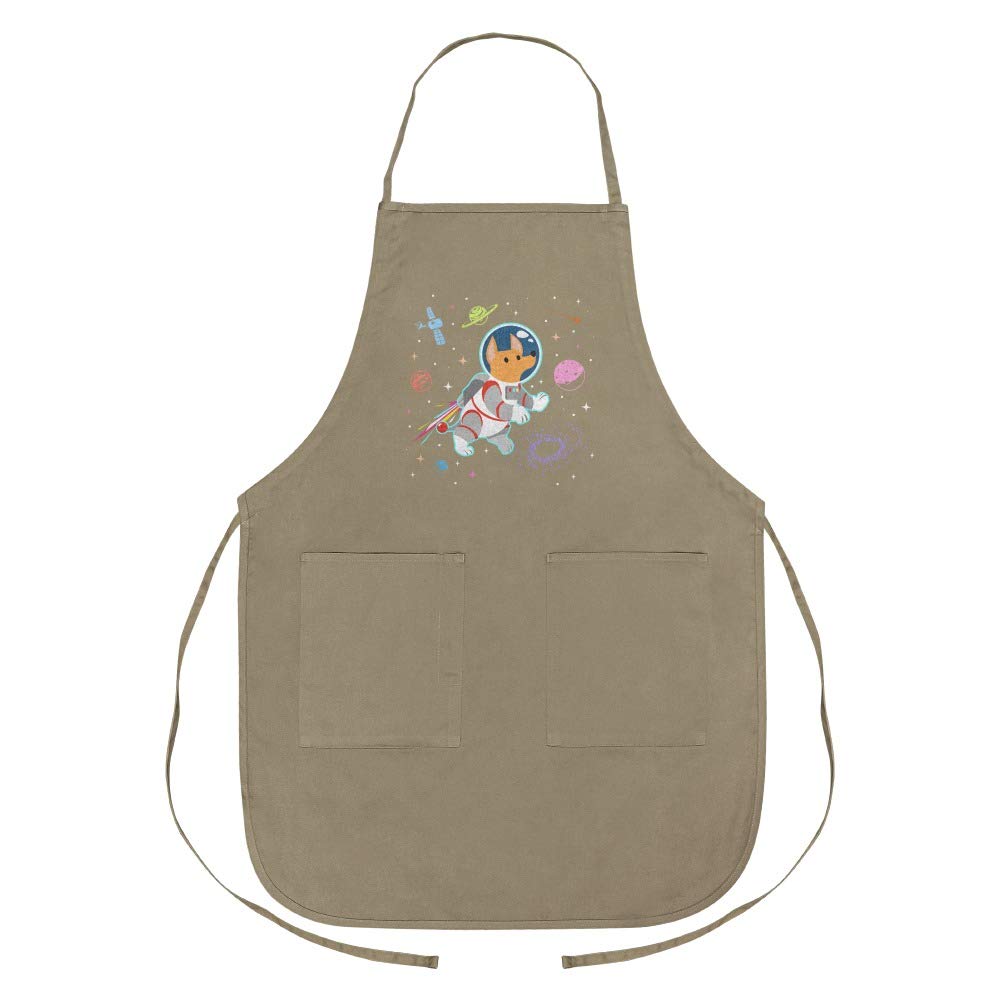 Cosmonaut Astronaut Dog in Space Apron with Pockets - Fun Novelty Kitchen Apron for Cooking, Baking & Grilling - Unique Space-Themed Gift for Dog Lovers & Sci-Fi Fans