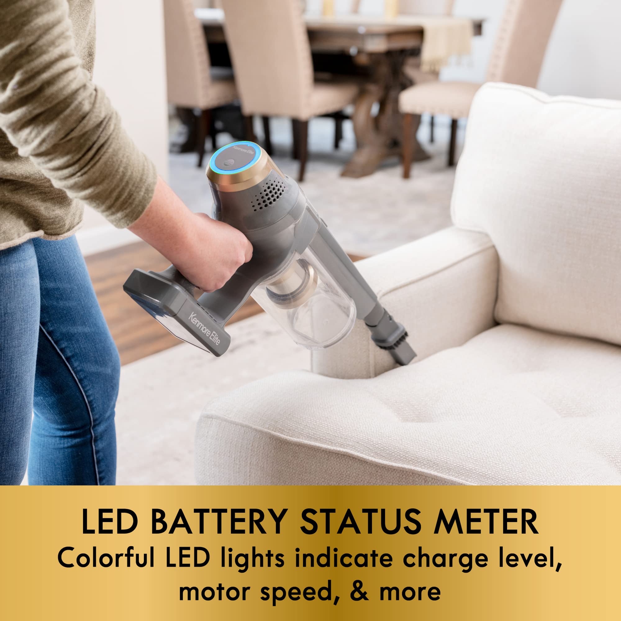 Kenmore DS4095 Brushless Cordless Stick Vacuum Cleaner - Lightweight 2-Speed with LED Headlight | Converts to Handheld for Hardwood Floors, Carpets & Pet Hair | EasyReach Wand for Stairs & Furniture Cleaning | Perfect for Homes with Pets & Allergy Sufferers