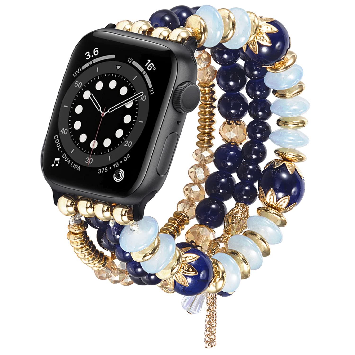 Olytop Boho Beaded Bracelet for Apple Watch 38mm 40mm 41mm - Handmade Multilayer Pearl Stretch Band Compatible with iWatch Series 7/SE/6/5/4/3/2/1 - Perfect for Women & Girls, Fashion Accessory for Work, Party & Everyday Wear