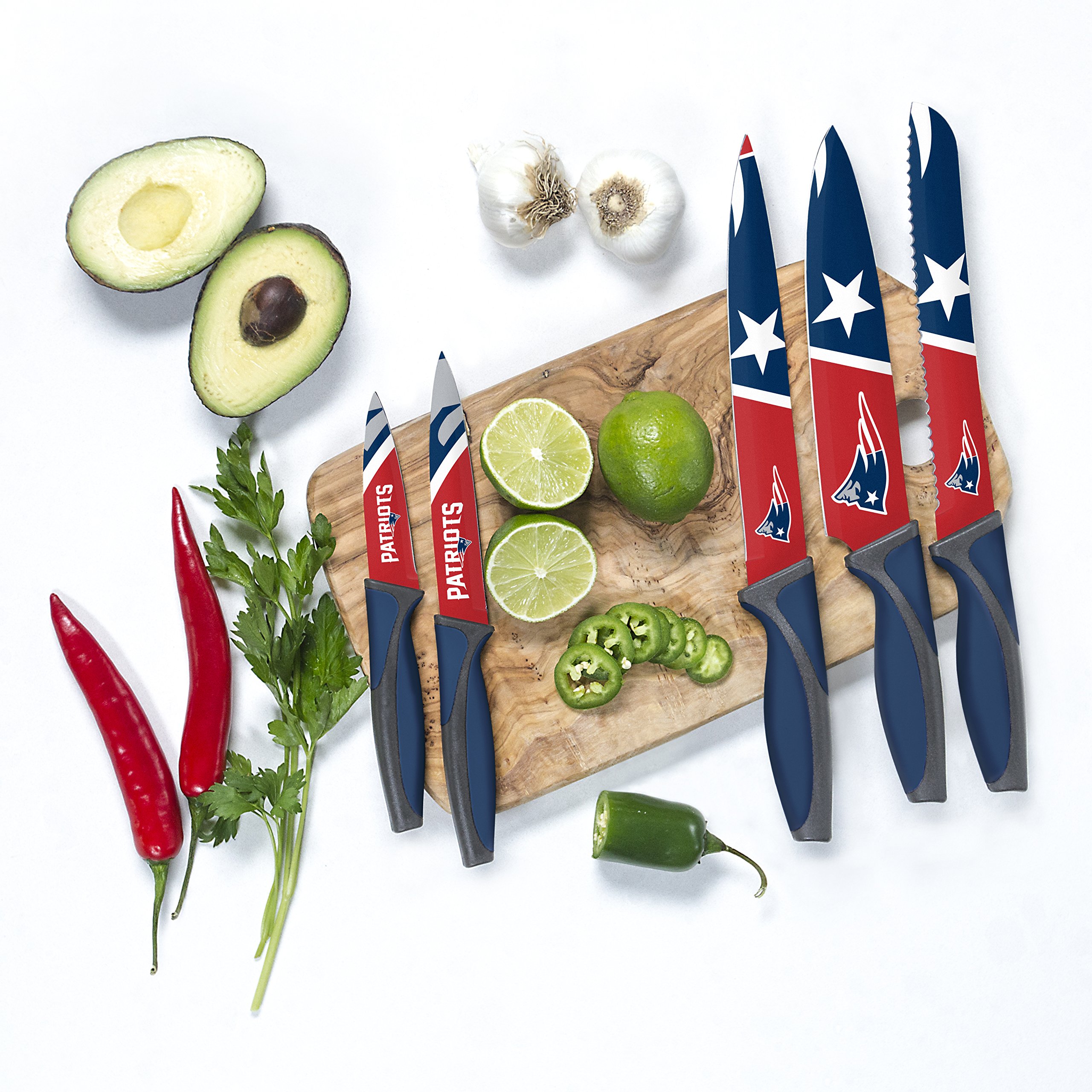 Premium NFL New England Patriots Themed Kitchen Knife Set - Officially Licensed Cutlery for Patriots Fans - Perfect for Game Day Cooking, Tailgating & Home Decor