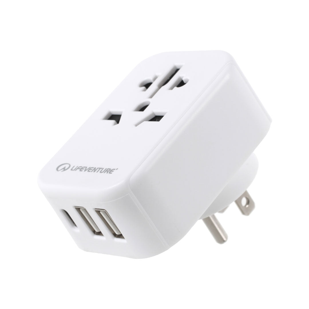 Lifeventure Universal Travel Adapter Plug - US Compatible USB Charger for International Travel, Business Trips & Vacations