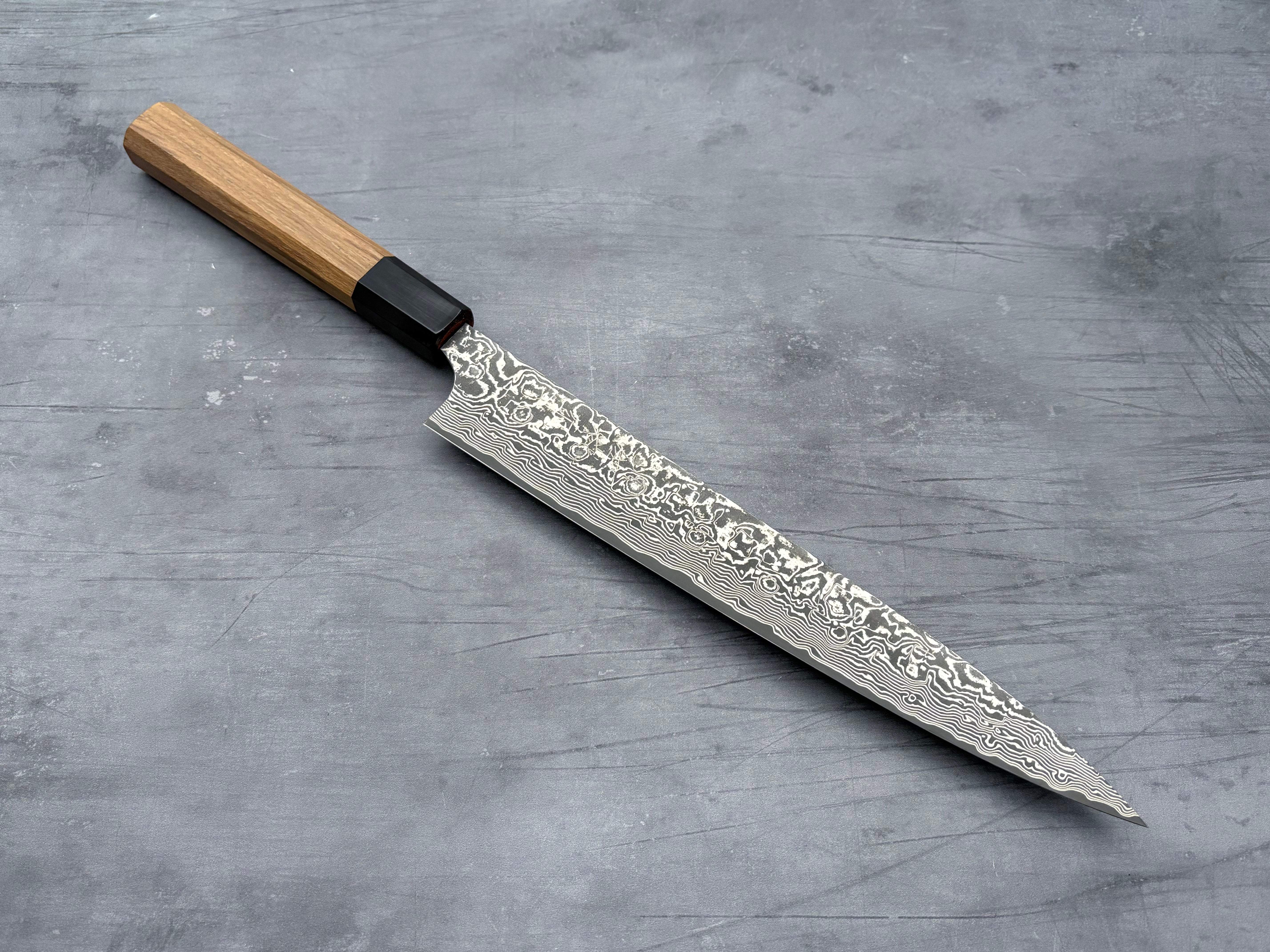 Premium Takeshi Saji R2 Damascus Sujihiki 240mm Japanese Chef Knife - High Carbon Steel, Razor Sharp Blade for Slicing Meat, Sushi & Precision Cutting - Perfect for Professional Chefs & Home Cooking Enthusiasts