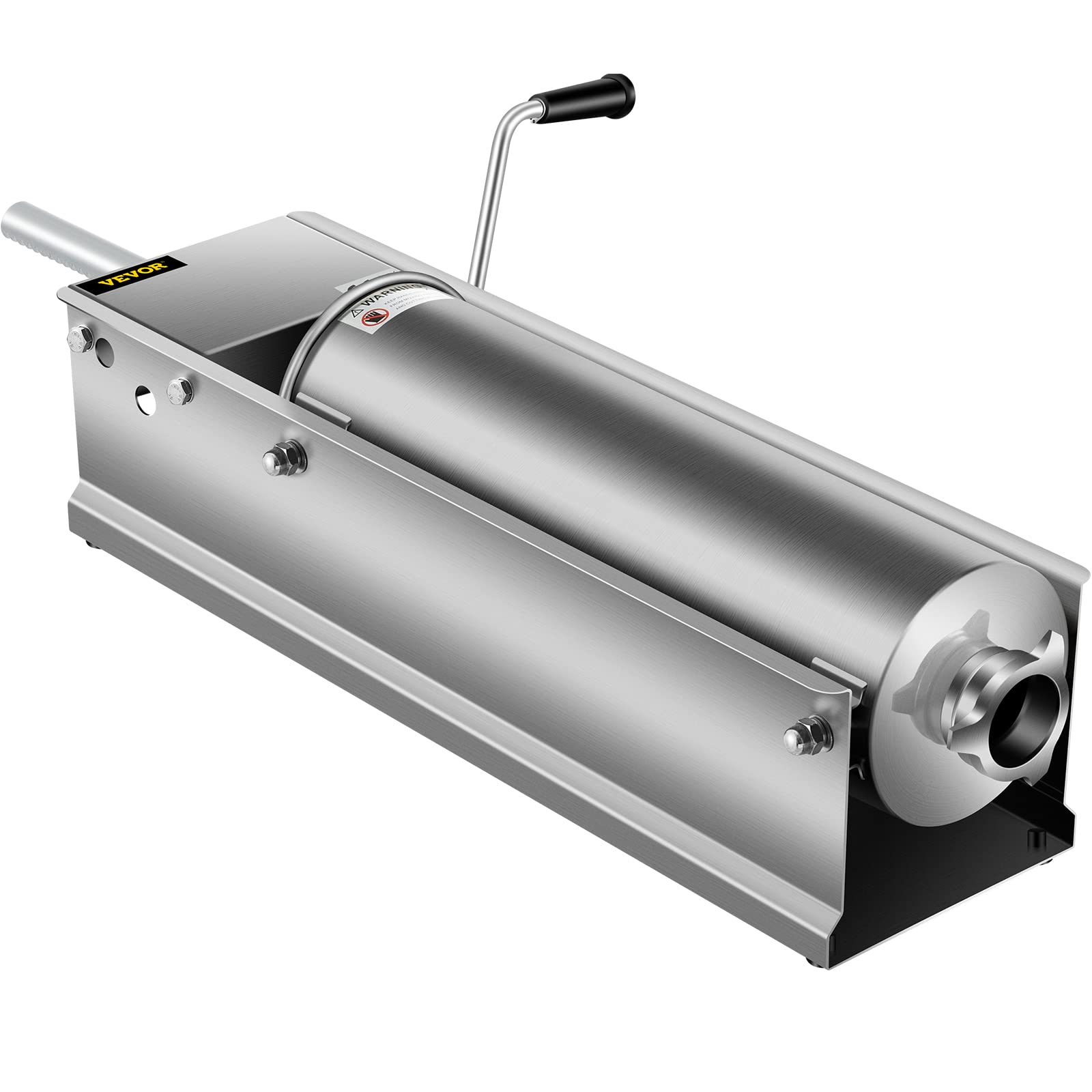 Happybuy 7L/15Lbs Manual Sausage Stuffer Machine - Stainless Steel Horizontal Sausage Maker with 5 Filling Nozzles for Home Kitchen & Commercial Use - Perfect for Making Homemade Sausages, Burgers, and Meat Stuffing