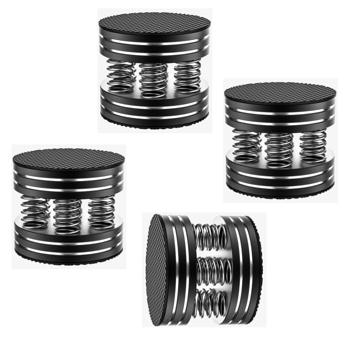 Tertullus Speaker Spikes 4PCS HiFi Spring Isolation Feet, Aluminum Non-Slip Shockproof Turntable Stand Pads for Audio, Speakers, Subwoofers, Home Theater, Turntable DAC, Perfect for Studio and Living Room Setup (Black)