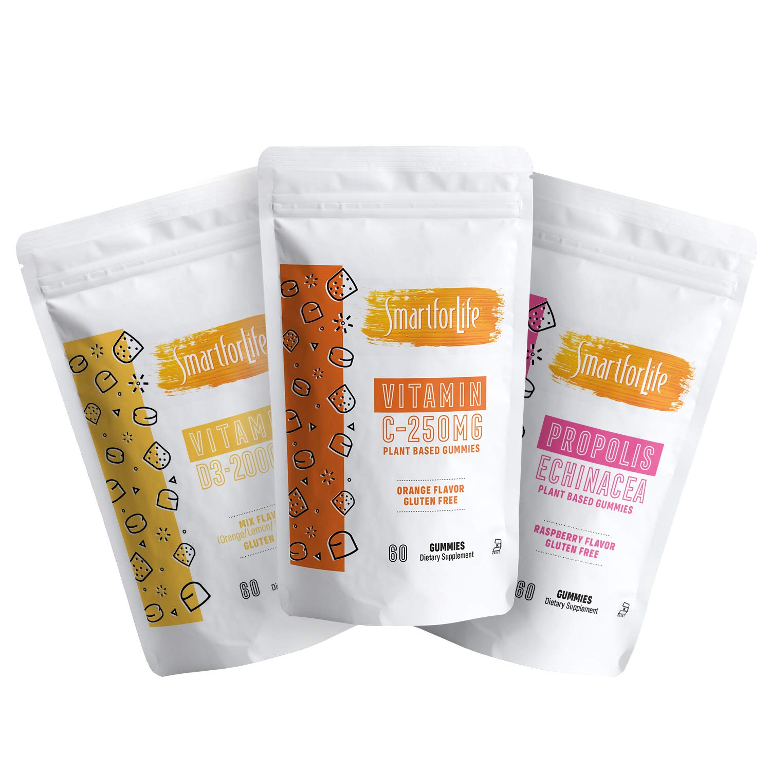 Smart for Life Vitamin Gummies Gift Set - Vitamin C, D3 & Elderberry Gummies for Immune Support - Plant-Based Vegetarian Friendly Gummies for Adults & Kids - Perfect for Daily Wellness, Travel & Gift Giving
