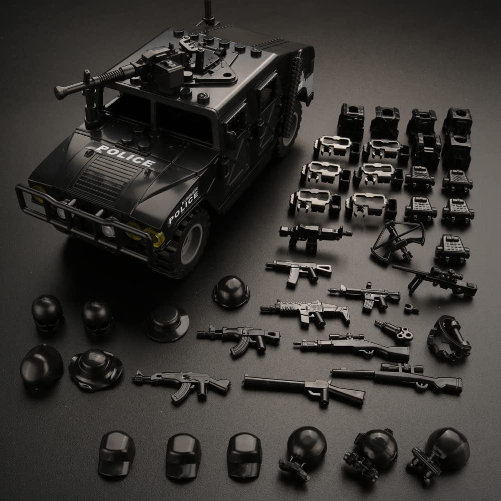 6 Mini Soldiers Military Vehicle Building Blocks Set - 4 in 1 Army Truck Construction Kit, Army Model Car Toys for Kids & Boys | STEM Learning, Birthday Gift, War Game Scenes