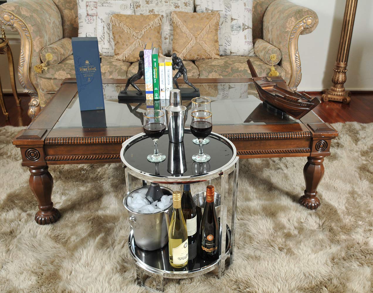 Round End Table with Chrome Finish - Modern Side Table for Living Room, Bedroom, or Office - Perfect for Small Spaces and Home Decor