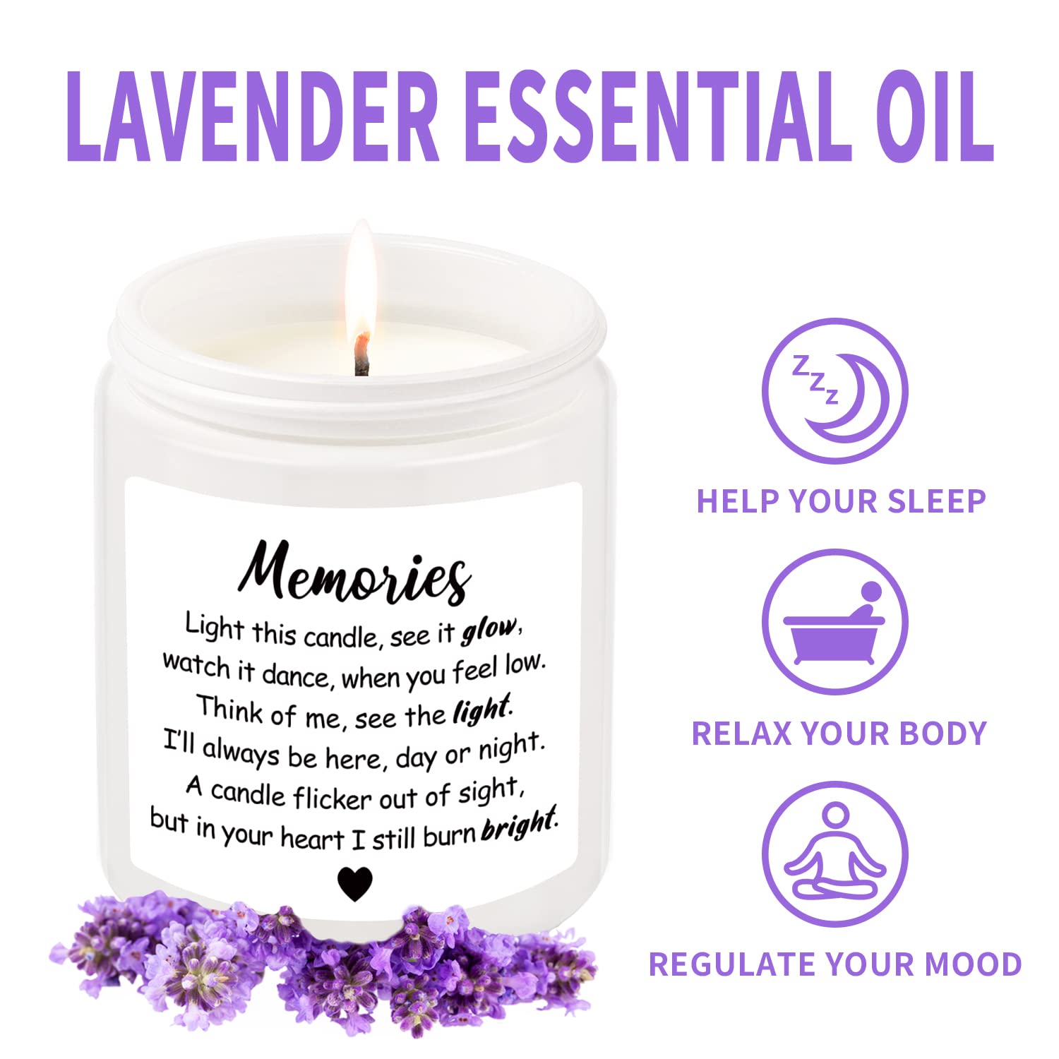 Memorial Candles for Loved Ones - 7oz Soy Candle Gift Set for Sympathy, Condolence & Bereavement (Mother, Father, Spouse, Sibling) - Perfect for Funeral, Memorial Service & Comforting Grieving Families