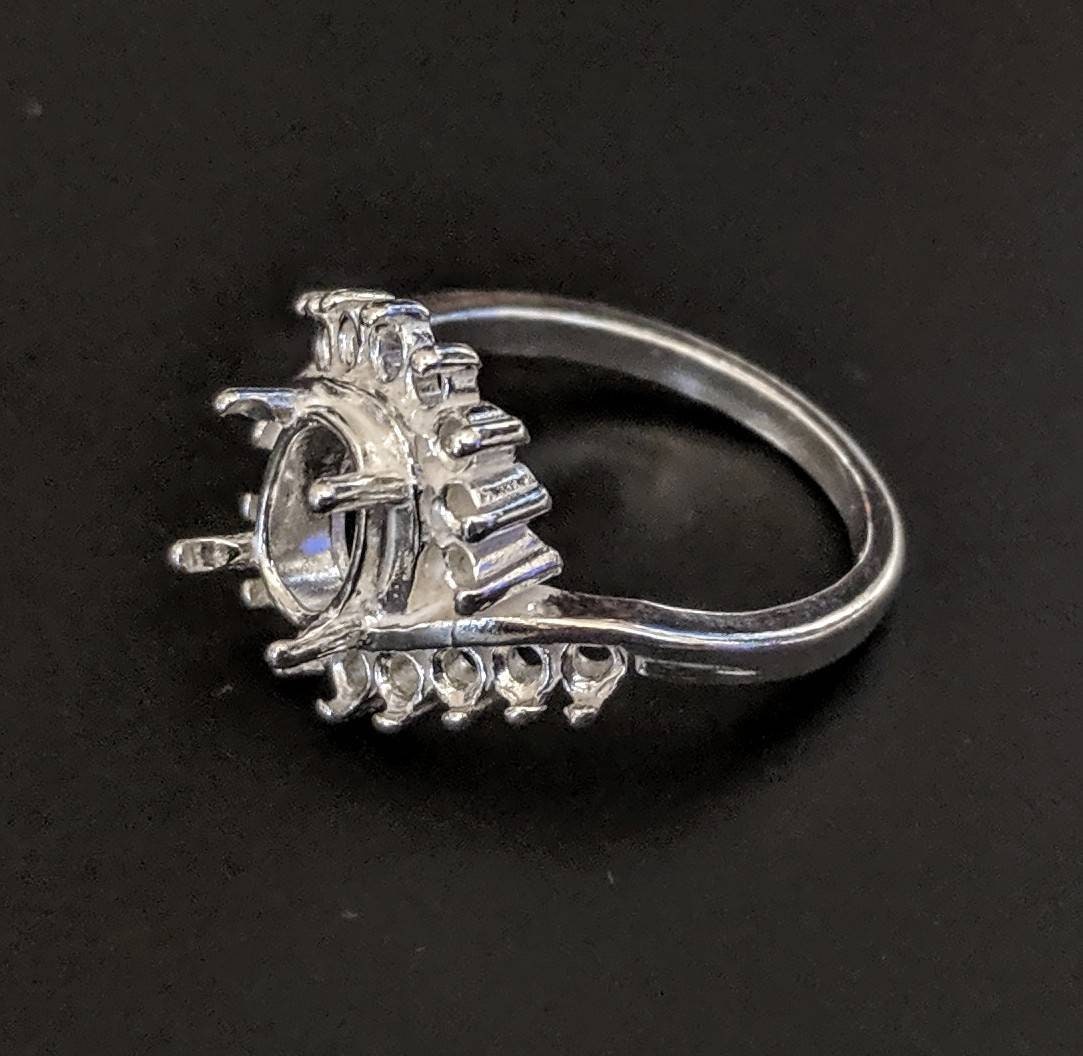 8x6mm Oval Cluster Bypass Pre-Notched Blank Ring Setting - Solid Sterling Silver or 14K Gold - Size 7 (163548/143548) - Perfect for Wedding Bands, Engagement Rings & Jewelry Making
