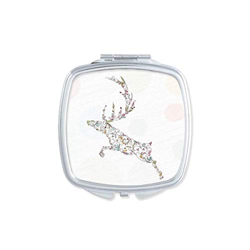DIYthinker Reindeer & Plant Pattern Double-Sided Compact Mirror - Portable Pocket Makeup Mirror for Travel, Home & Office (2.5 Inch)