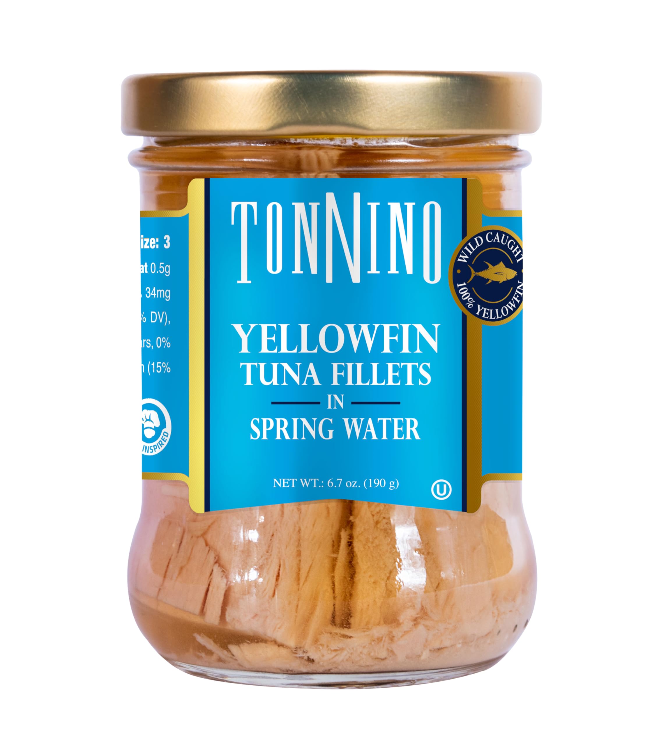 Tonnino Tuna Fillet in Water - Premium Wild Caught Albacore Tuna - 6.7 oz Can - High Protein, Low Mercury - Perfect for Salads, Sandwiches & Keto Diet