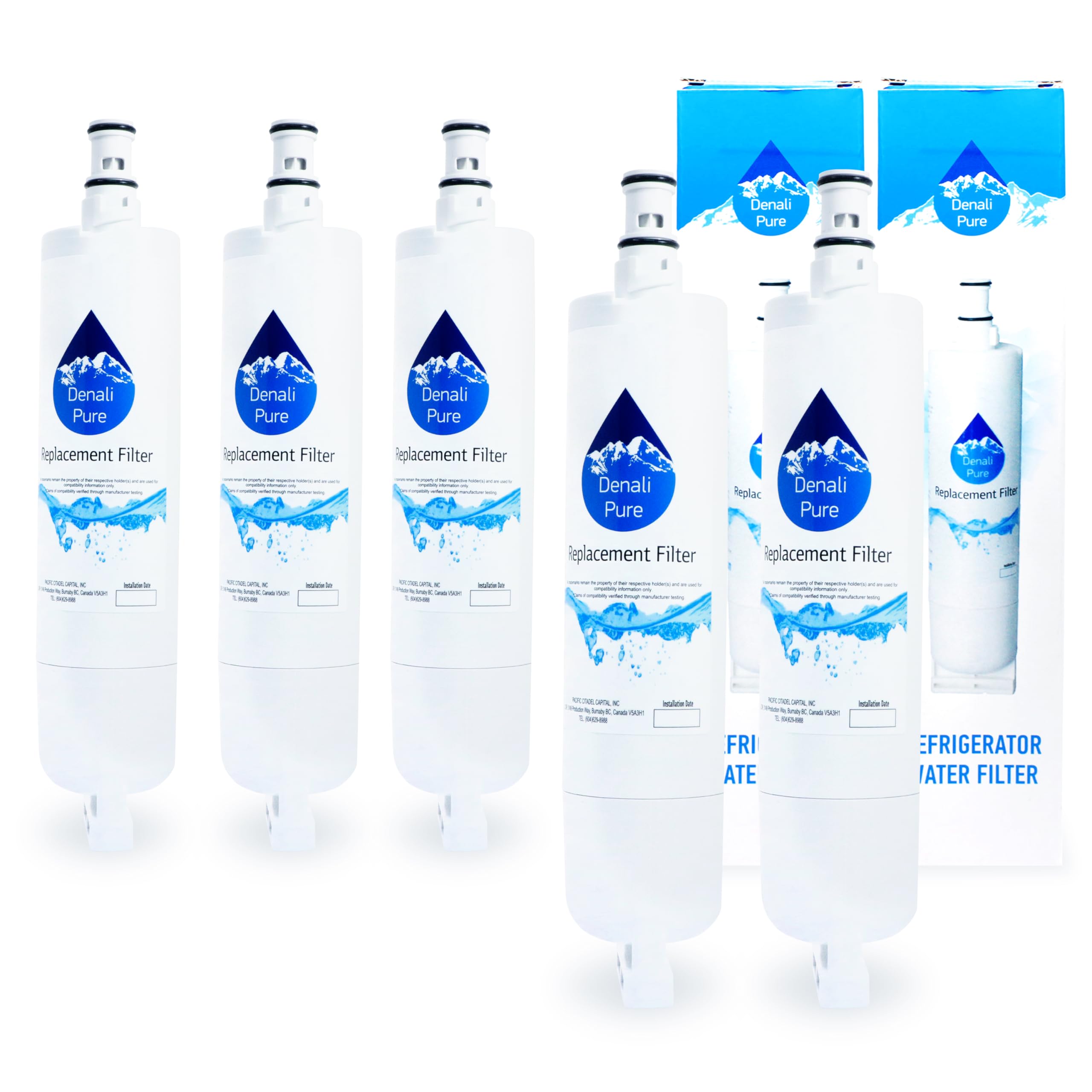 5-Pack Sears/Kenmore 10658282891 Refrigerator Water Filter Replacement - Compatible with 46-9010, 46-9902, 46-9908 Fridge Water Filter Cartridges | Clean & Fresh Drinking Water for Home, Office & RV Use