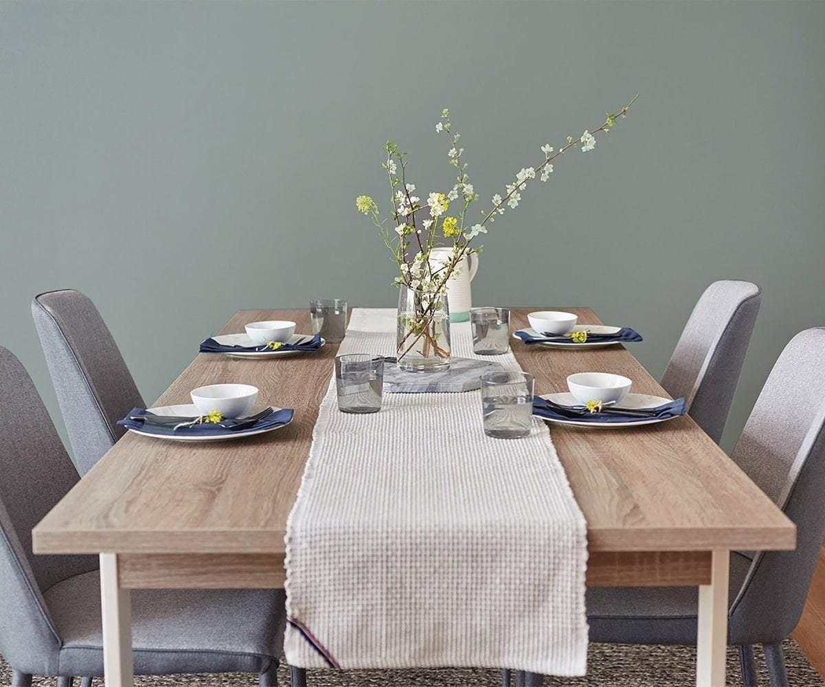 Modern Gammel 63-Inch Dining Table - Solid Wood Kitchen Table with Extendable Leaf for 6-8 People - Perfect for Family Dinners, Entertaining Guests & Small Space Dining Rooms
