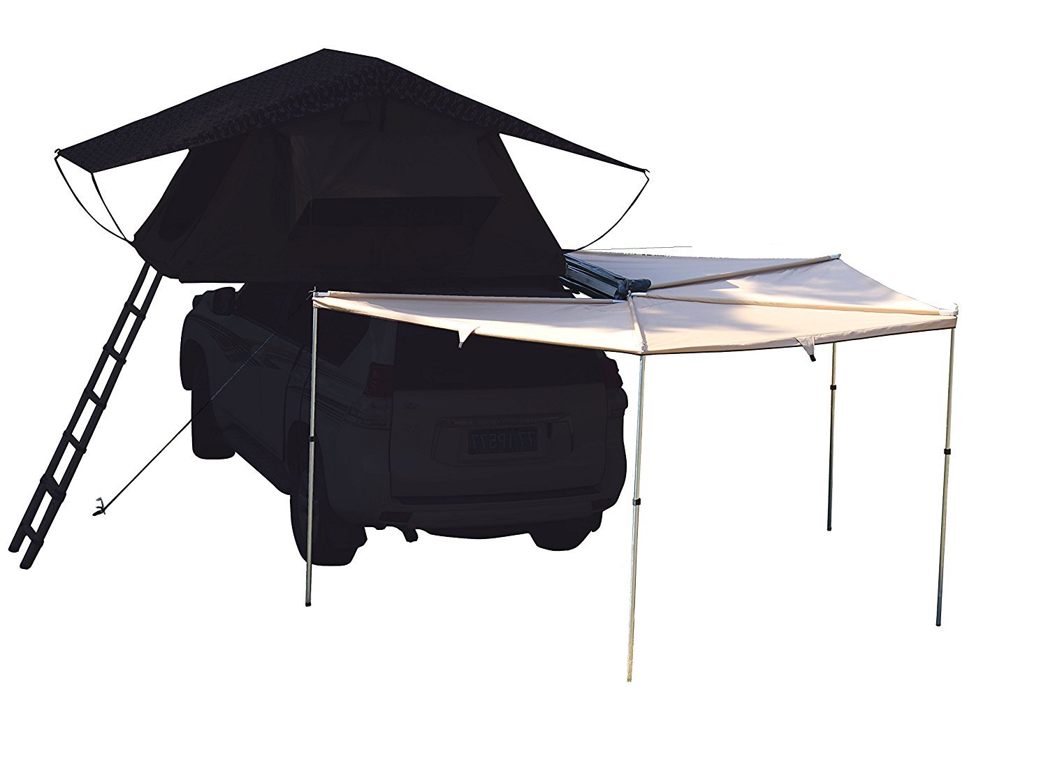 270° Vehicle Awning Rooftop Tent Sun Shelter - 8.2ft Radius for SUV/Truck with Roof Rack (Right/Left Side, Khaki) | Perfect for Camping, Overlanding & Outdoor Adventures