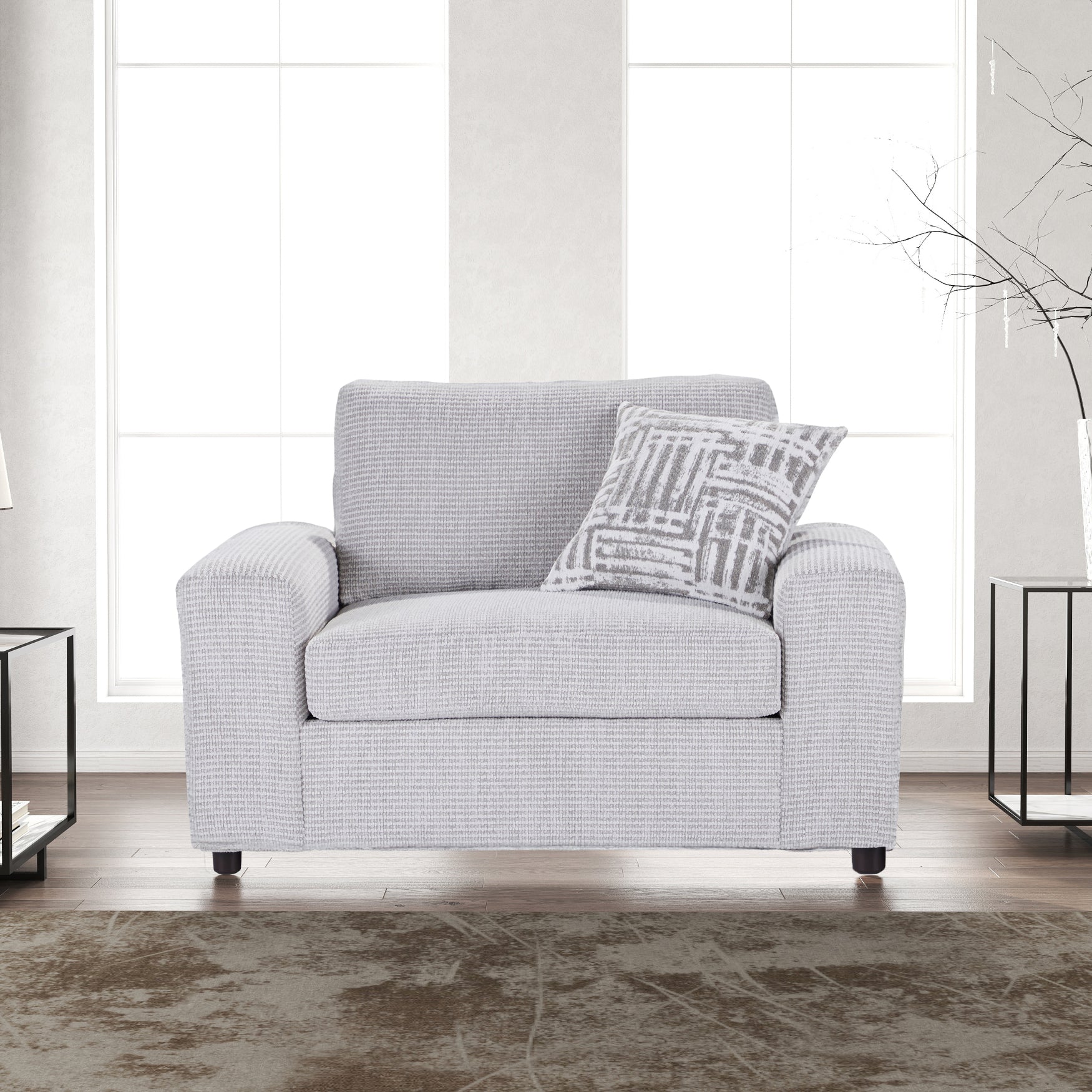 Roundhill Furniture Lancelot Living Room Collection - 3-Piece Sofa Set with Cuddle Chair & Ottoman for Cozy Home Decor | Perfect for Family Movie Nights & Small Space Living Rooms