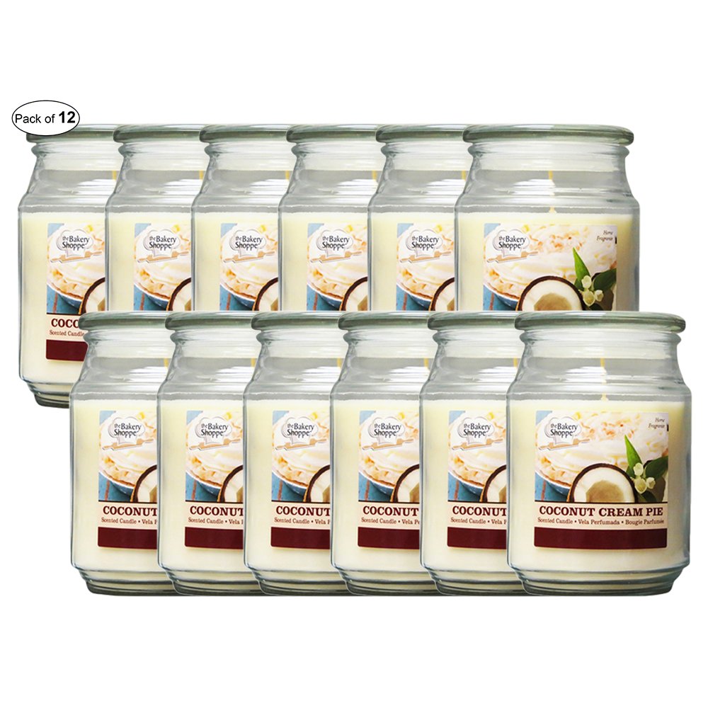 18 Oz Coconut Cream Pie Scented Candle - Pack of 12 | Long-Lasting Fragrance for Home, Office & Relaxation | Perfect for Aromatherapy, Gifts & Decor