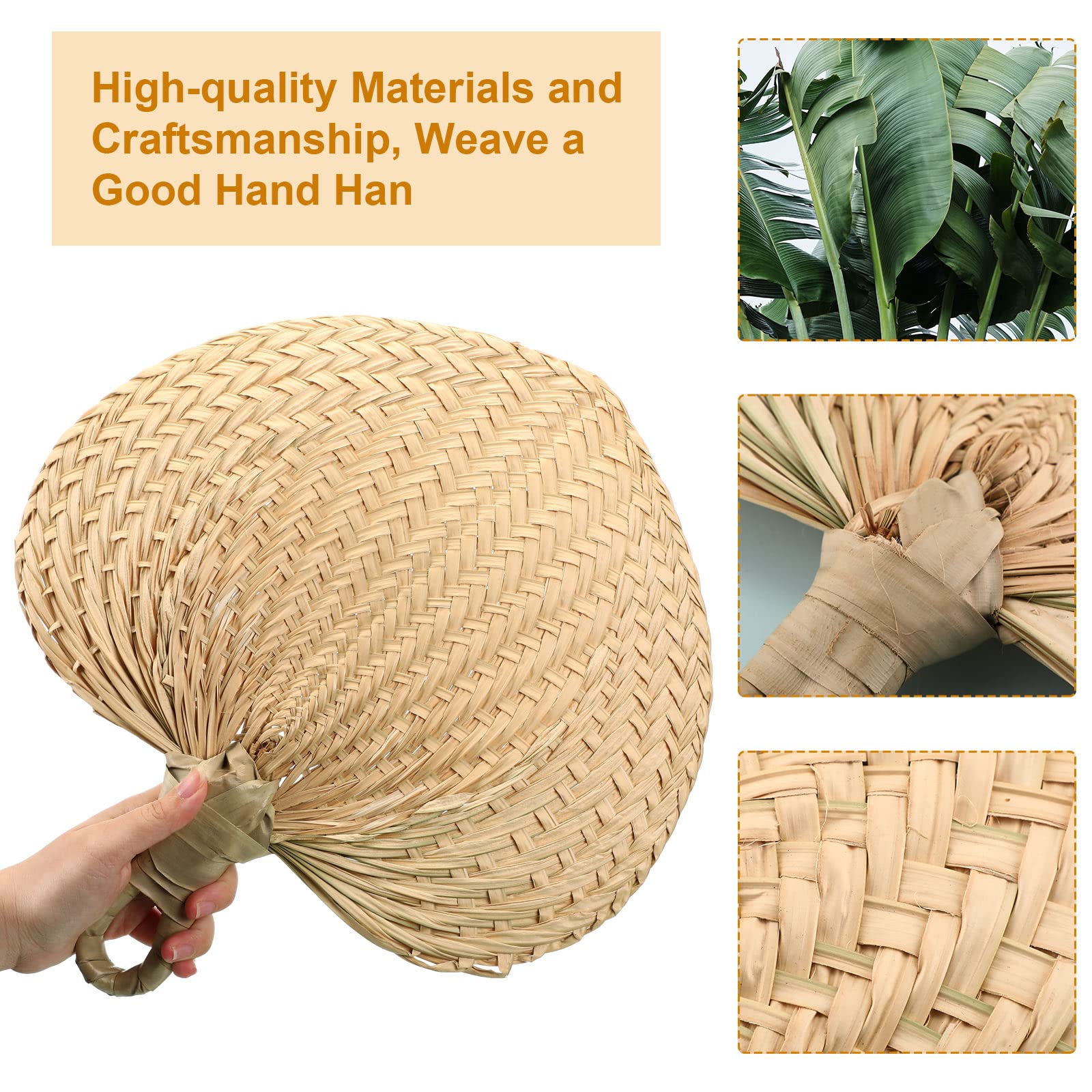 Chunful 15-Piece Natural Raffia Hand Fans - Palm Leaf Wedding Fans for Summer Cooling, Bulk Party Favors, Farmhouse Wall Decor | Perfect for Weddings, Beach Parties & Outdoor Events