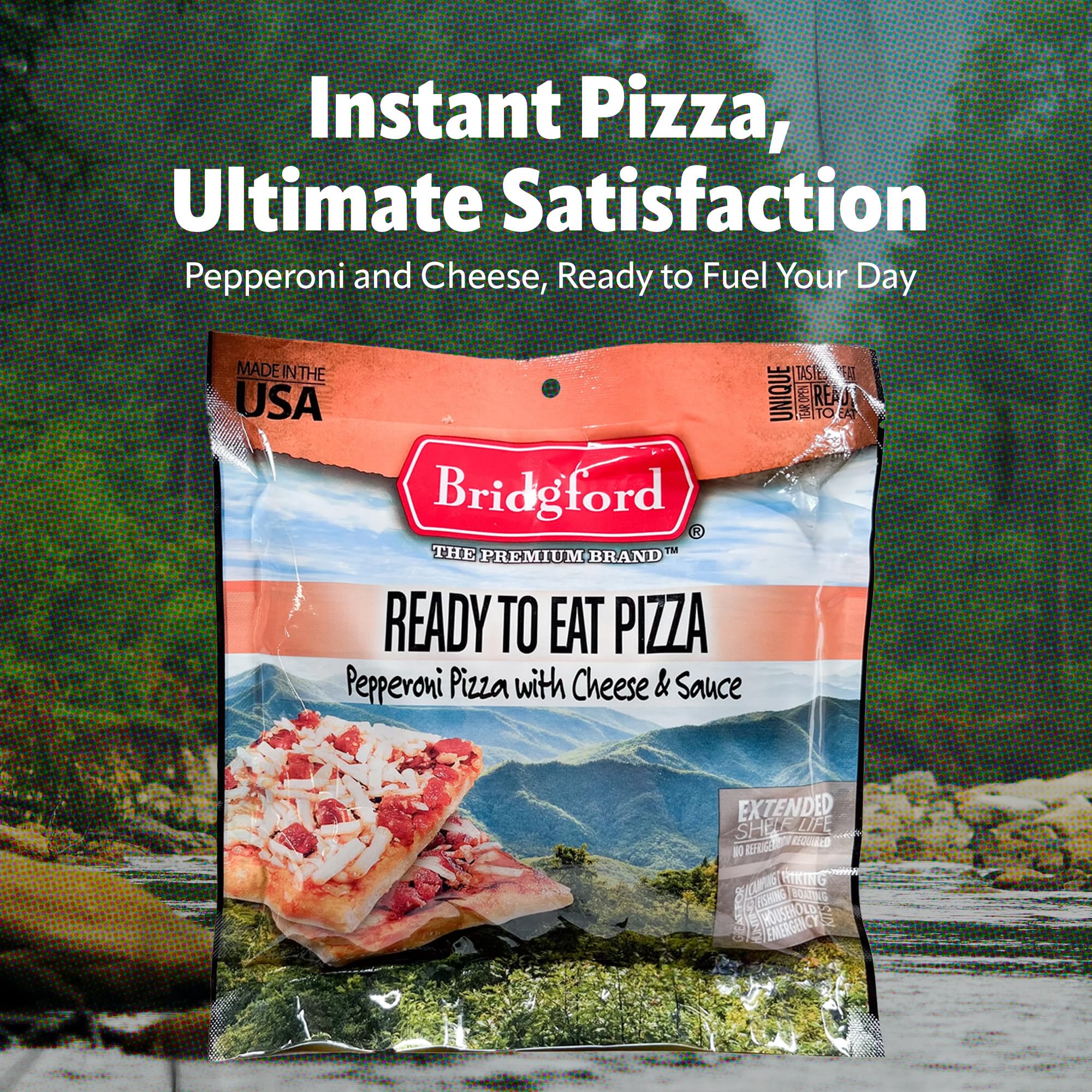 Bridgford Pepperoni Pizza Slice With Cheese - 3 Pack Shelf-Stable Survival Food | High-Protein Emergency Meals for Camping, Hiking & Disaster Preparedness | No Refrigeration Needed | Long Shelf Life
