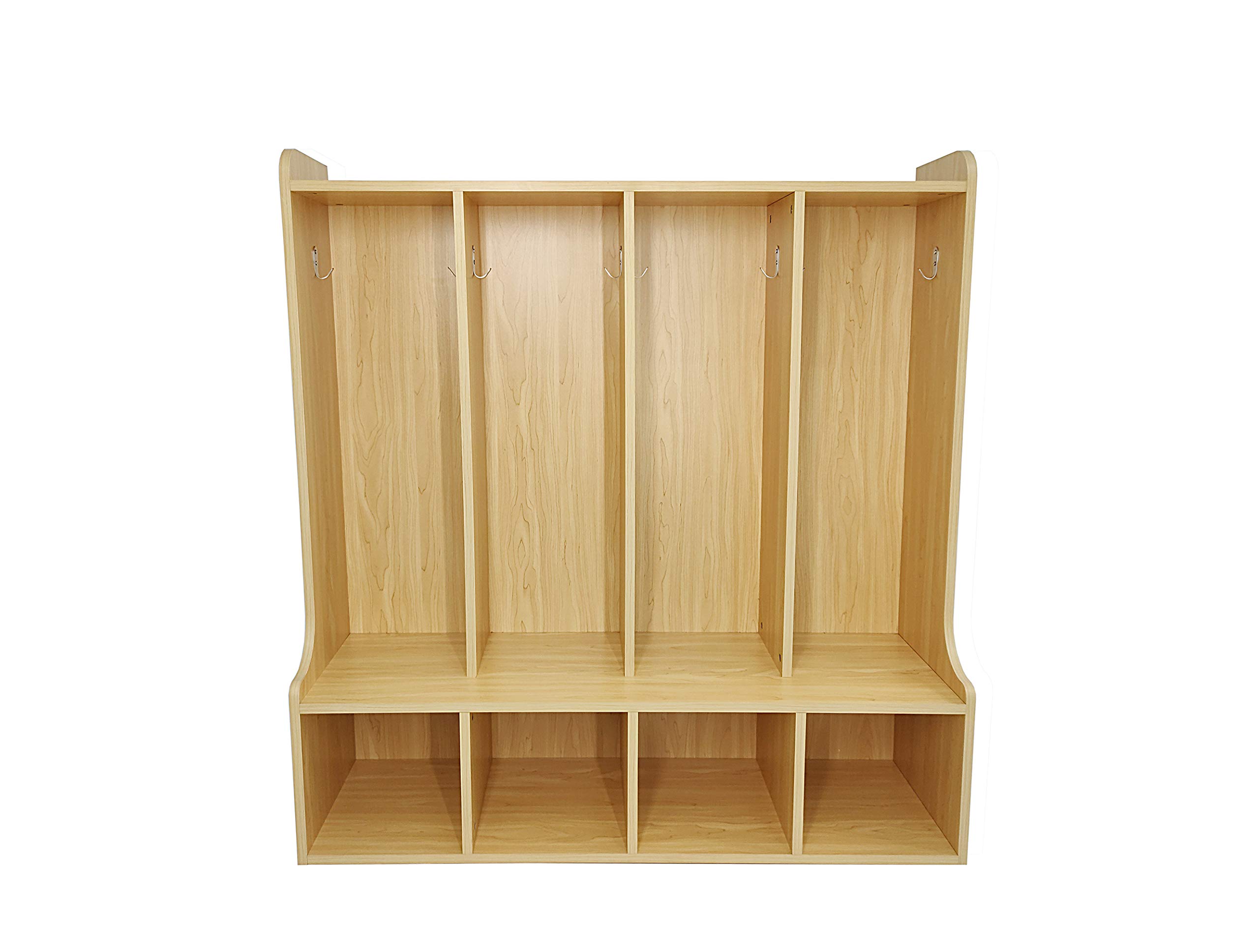 FixtureDisplays® 4-Section Kids School Coat Locker with Bench & Cubbies - 41