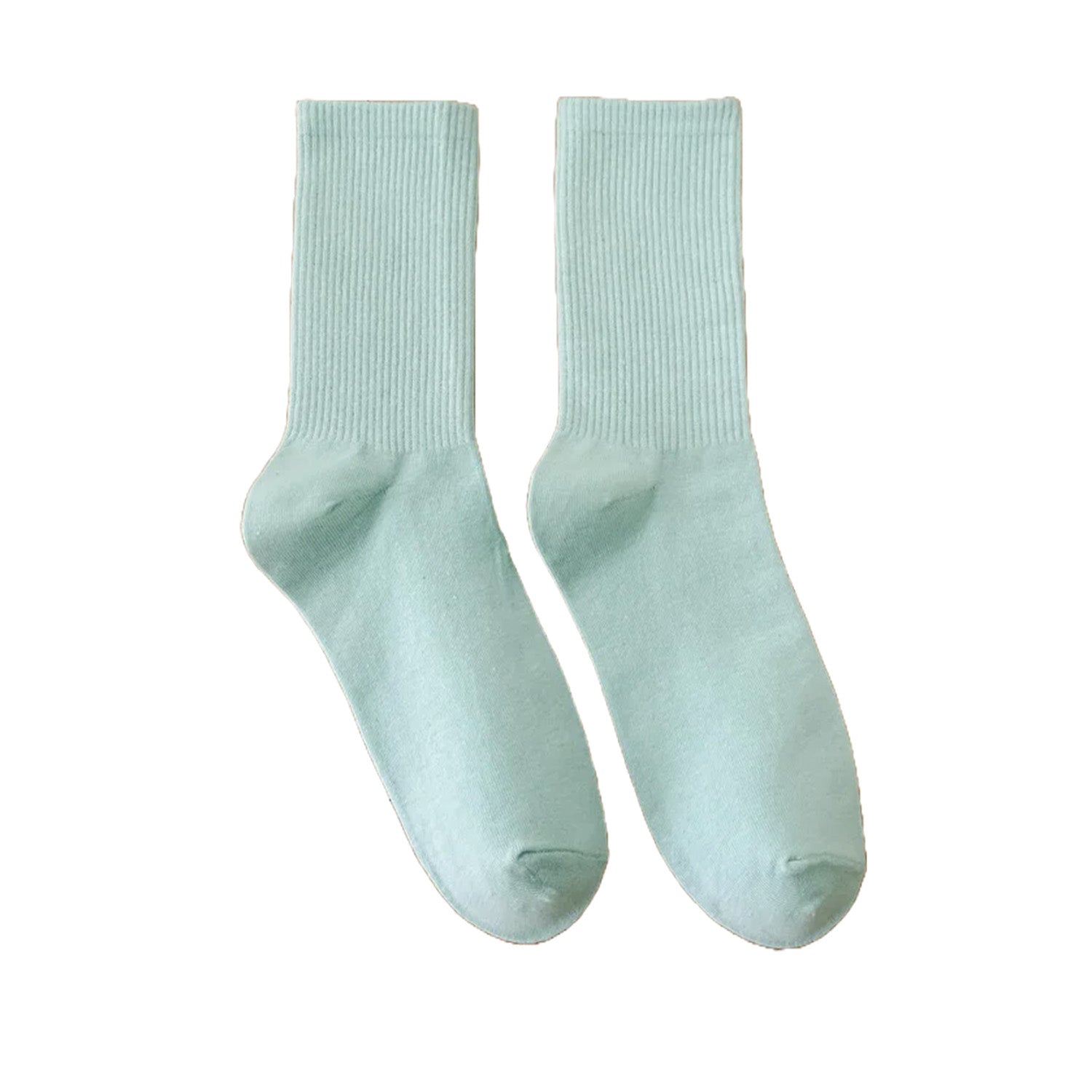 FLOOF Women's Basic Cotton Crew Socks 6-Pack - Soft Breathable Everyday Socks for Casual Wear, Workout & Lounge - Mint Green