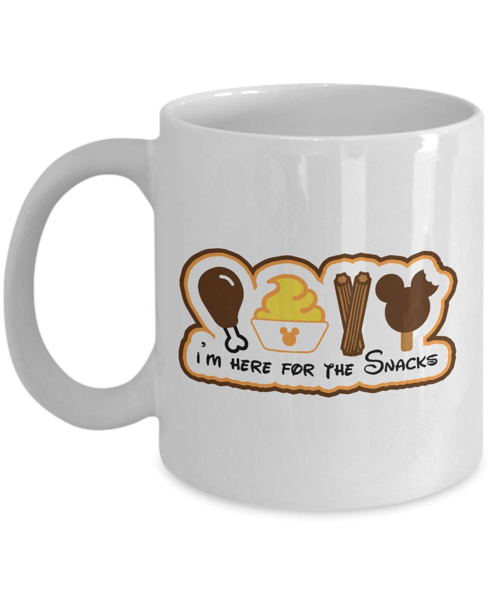 Magic Castle Snack Goals - Here for the Snacks Mug | Disney Theme Park Inspired Coffee Cup with Dole Whip & Churros Design | Perfect Gift for Disney Fans & Coffee Lovers | Use at Home, Office or Theme Park Visits