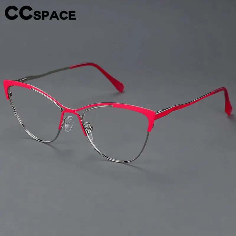 CCspace Women's Full Rim Cat Eye Alloy Eyeglasses Frame 57119 - Stylish Retro Glasses for Women, Lightweight Metal Frame with UV Protection - Perfect for Office, Reading & Fashion Accessories