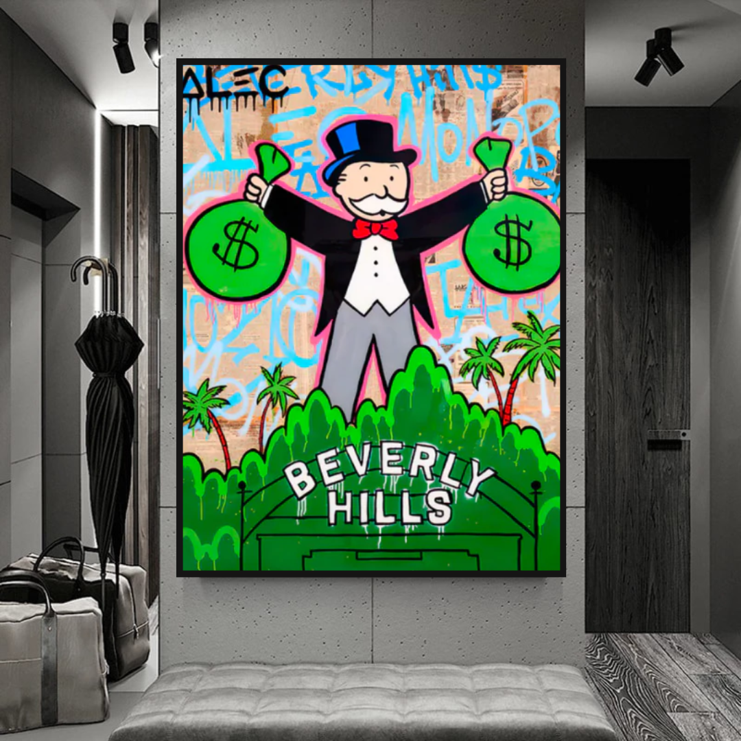 Alec Monopoly Man Holding Bag - Limited Edition Street Art Prints for Home & Office Decor | Exclusive Urban Art Collection