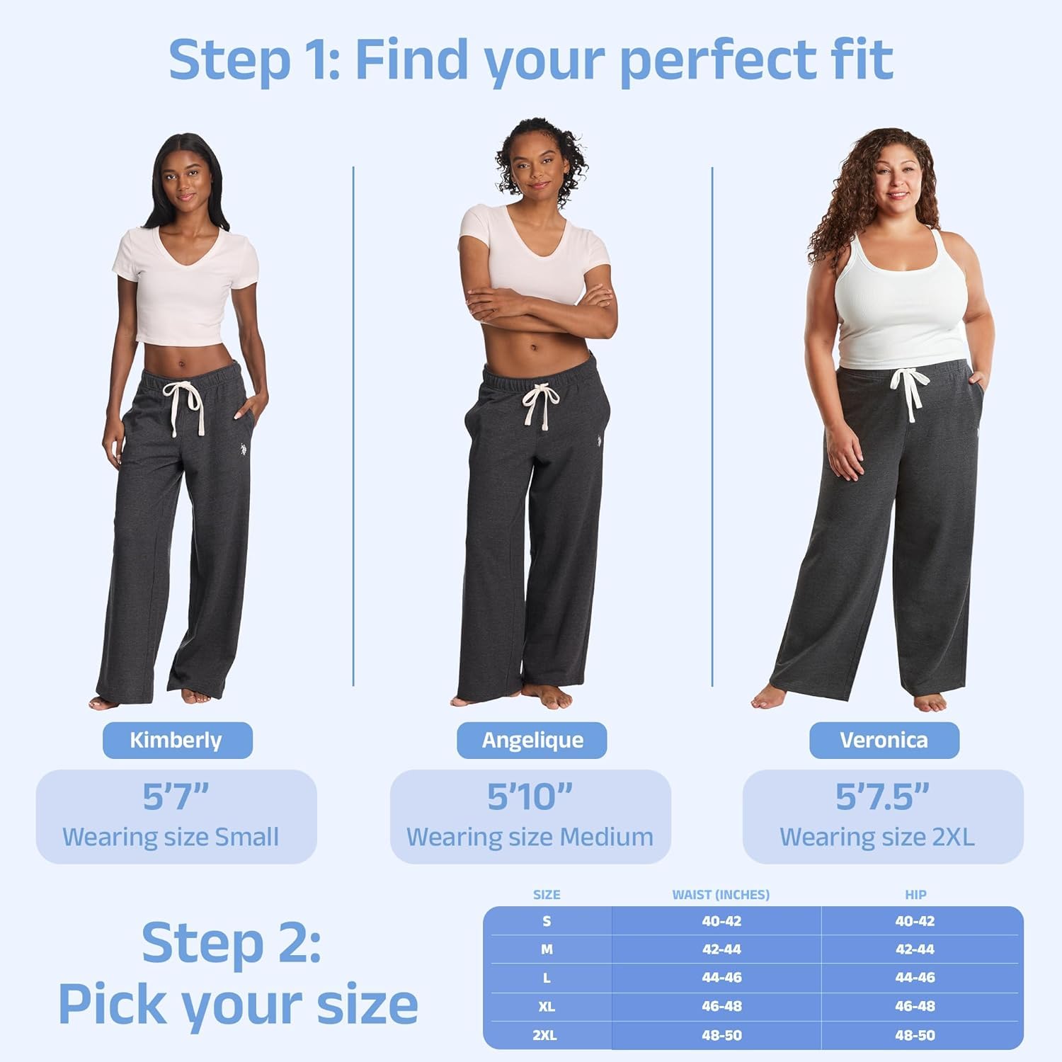 U.S. Polo Assn. Women's Sweatpants with Pockets - French Terry Joggers & Wide Leg Lounge Pants for Women | Perfect for Yoga, Running & Casual Wear