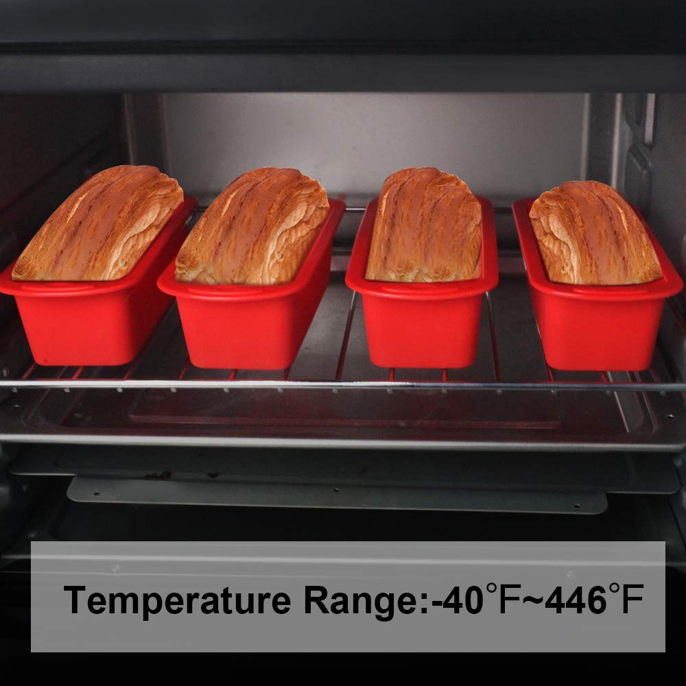 SILIVO 4 Pack Nonstick Silicone Mini Loaf Pans - 5.7x2.5x2.2 Inch Small Bread Baking Pans for Homemade Banana Bread, Pound Cake & Meatloaf - Perfect for Holiday Gifts, Kitchen Essentials & Baking Enthusiasts