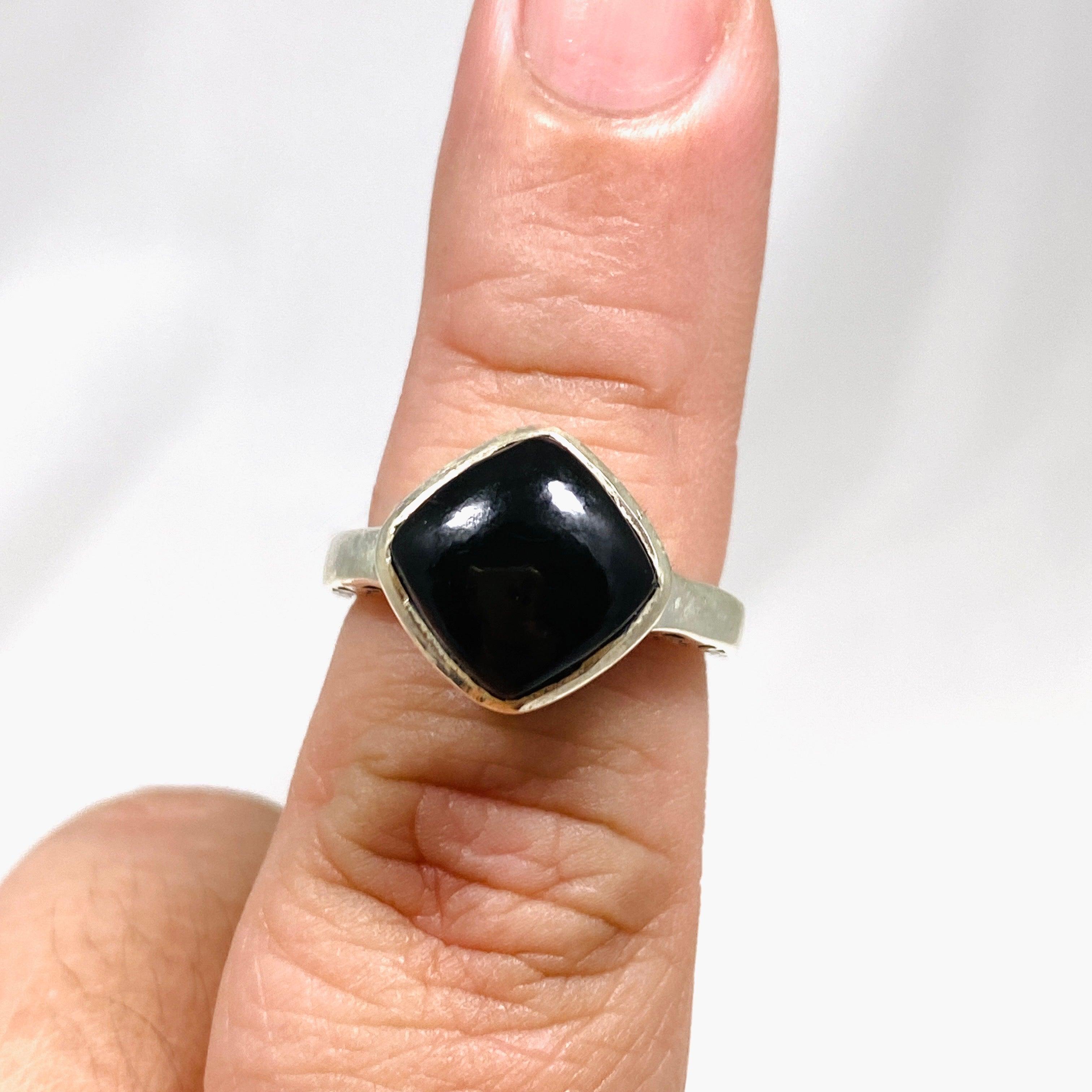 Onyx Boho Style Square Ring R3911 - Elegant Black Onyx Bohemian Jewelry for Women - Perfect for Casual Wear, Parties & Gifts