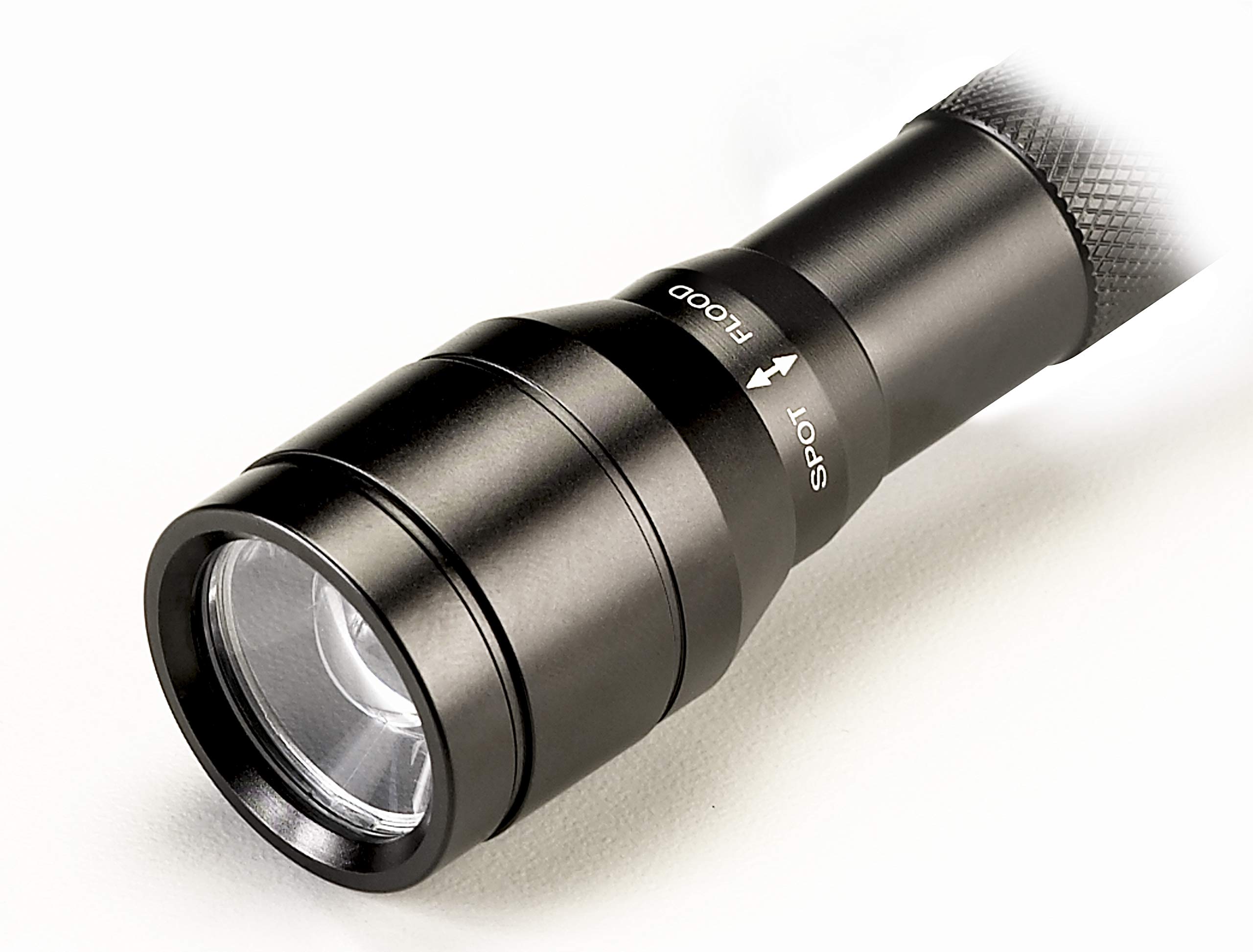 Streamlight 71701 Jr. F-Stop 250-Lumen LED Flashlight - Adjustable Flood/Spot Beam with Alkaline Batteries - Black Tactical Light for Camping, Hiking & Emergency Use