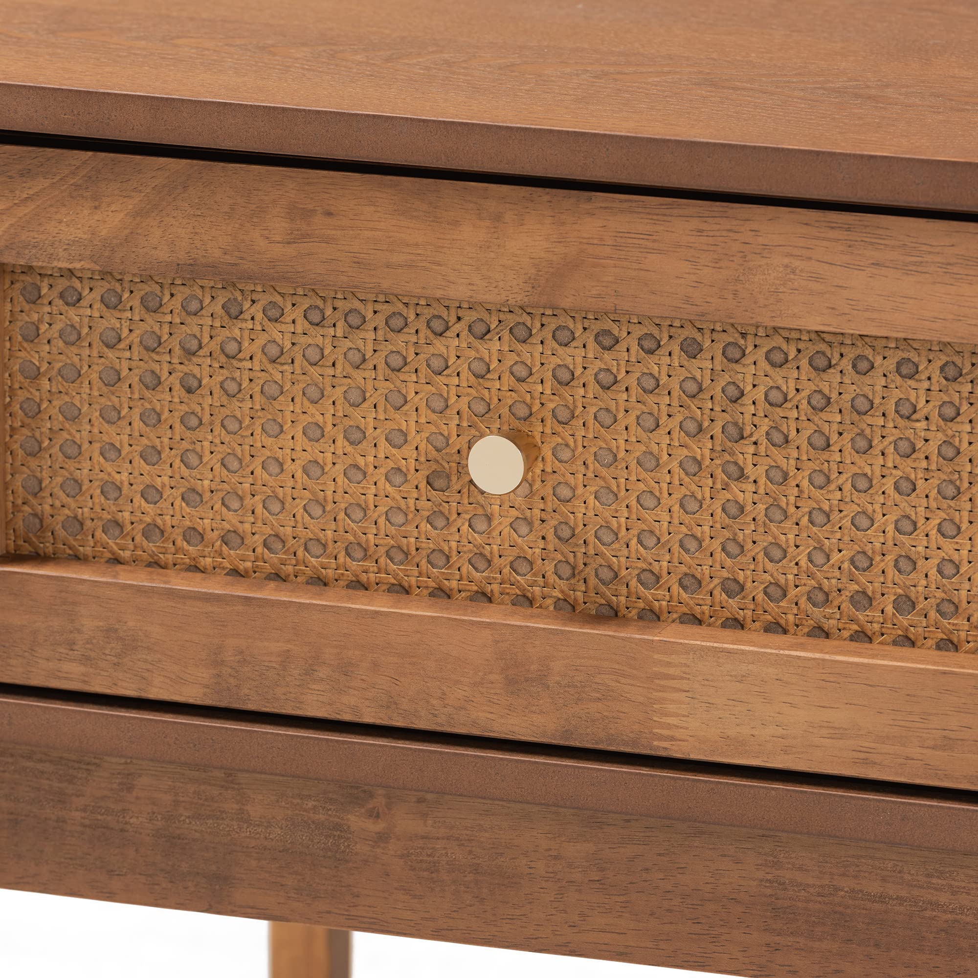 Baxton Studio Ramiel Nightstand - Modern Bedside Table with Natural Brown/Gold Finish - Perfect for Bedroom, Living Room, or Guest Room Decor