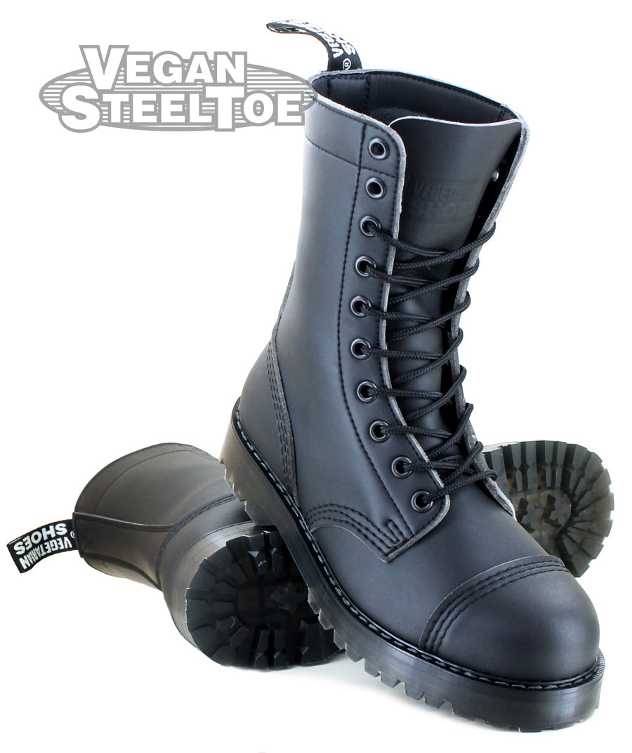 Vegan Leather 10 Eyelet Combat Boots for Men & Women - Sustainable & Cruelty-Free - Perfect for Punk, Goth & Everyday Fashion