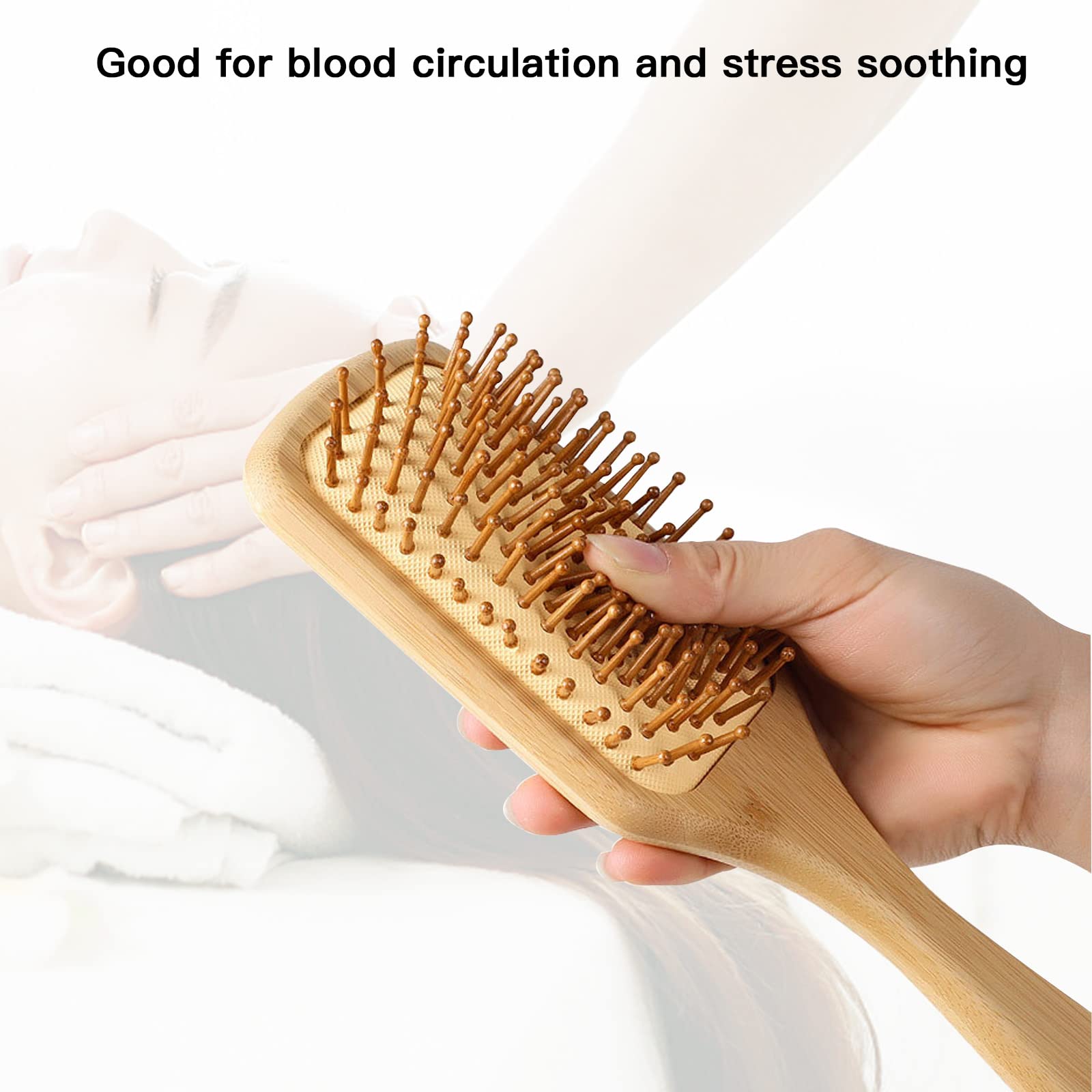 Natural Bamboo Air Cushion Hair Brush for Women & Men - Wooden Scalp Massage Comb with Anti-Static Technology | Perfect for Daily Hair Care, Styling & Relaxing Scalp Massage at Home or Salon