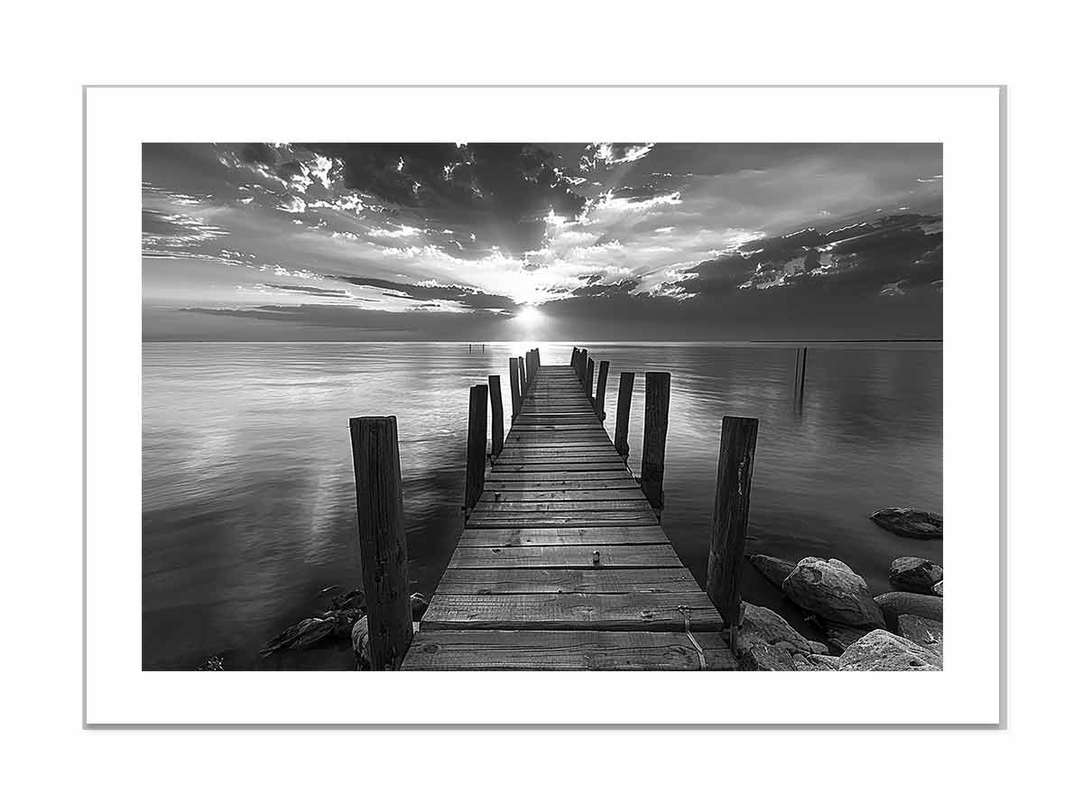 Jetty Frame Print Wall Art - Modern Canvas Painting for Home & Office Decor - Perfect for Living Room, Bedroom, and Workspace