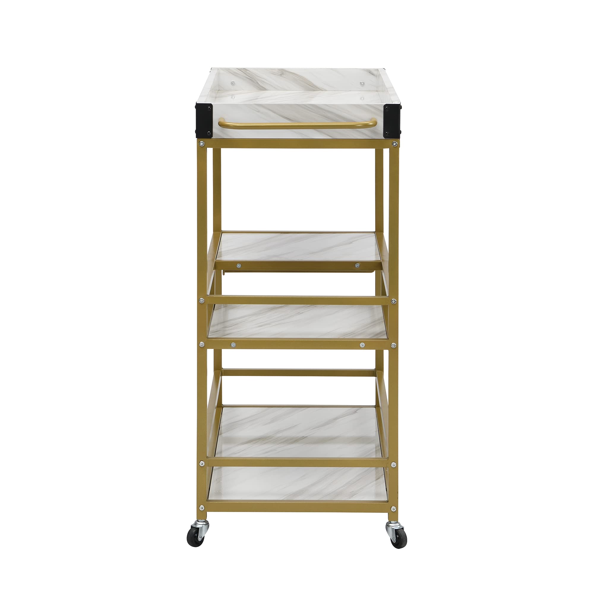 Goujxcy Mobile Kitchen Island Cart with Storage - Rolling Kitchen Cart with Drawers, Cabinets & Lockable Casters - Adjustable Shelves for Small Spaces (A1-Gold2) - Perfect for Compact Kitchens, Dining Areas & Home Organization