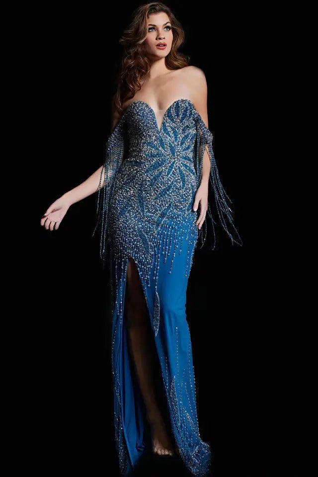 Jovani 37073 Elegant Evening Gown for Women - Formal Prom Party Dress with Beaded Details | Perfect for Weddings, Galas & Special Occasions