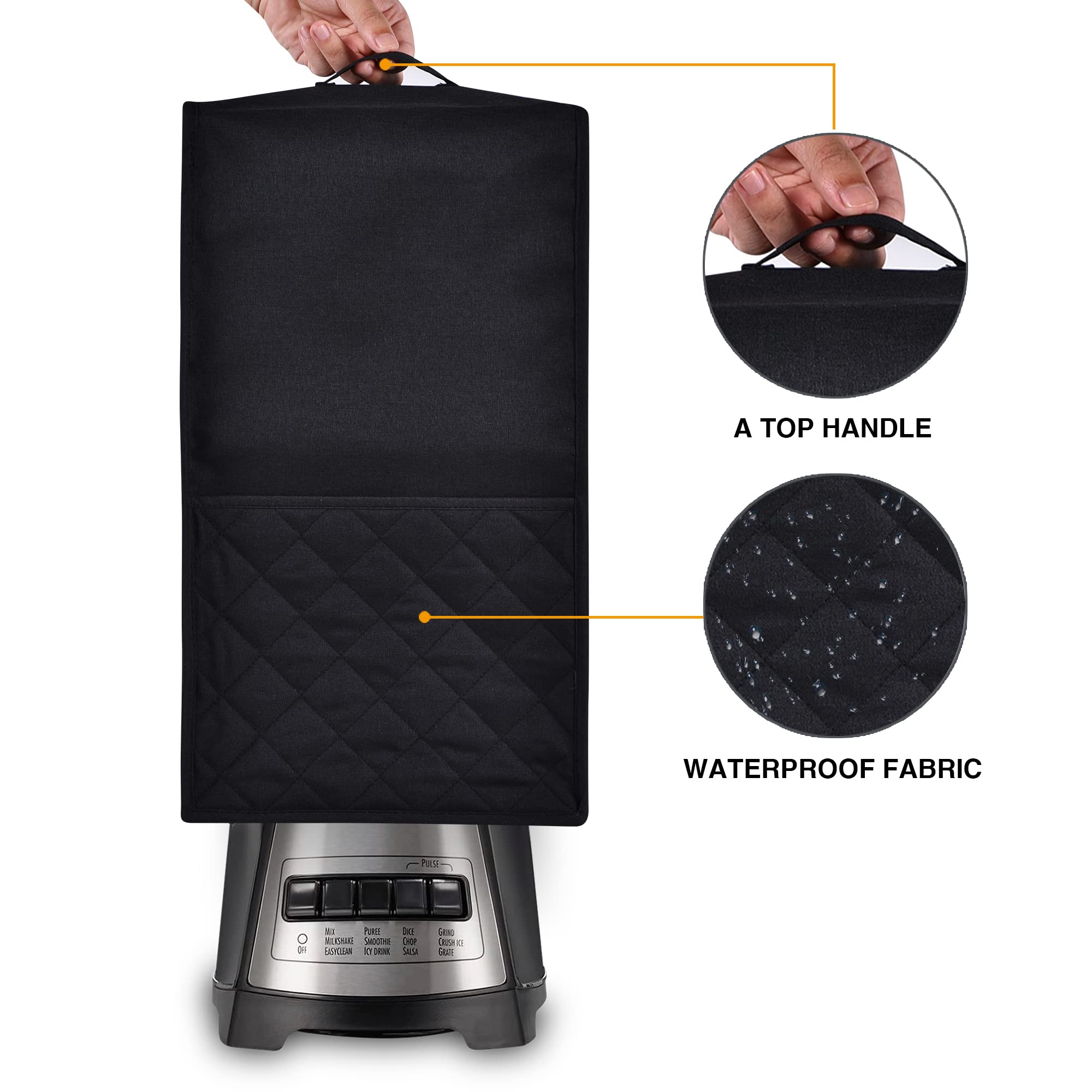Ninja Foodi Blender Cover - Waterproof Kitchen Blender Dust Protector with Accessory Pocket | Compatible with Ninja Blenders & Juicers | Easy Clean Fabric (Black) | Perfect for Countertop Protection & Appliance Storage
