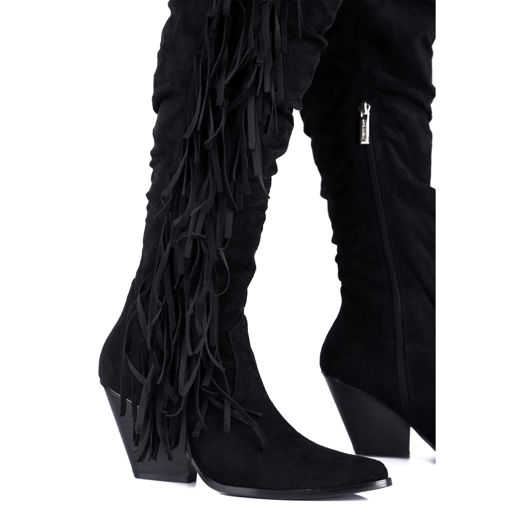 Cape Robbin Gabanna Women's Over The Knee Cowboy Boots - Western Cowgirl Boots with Fringe for Fashion & Dress - Perfect for Parties, Rodeos & Country Style Outfits