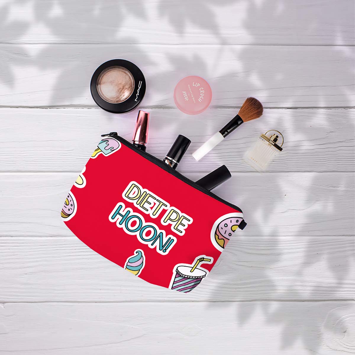 Crazyify Diet Pe Hoon Funny Makeup Pouch for Women - Canvas Cosmetic Travel Bag with Zipper, Toiletry Storage Organizer | Perfect for Travel, Gym & Daily Makeup Organization