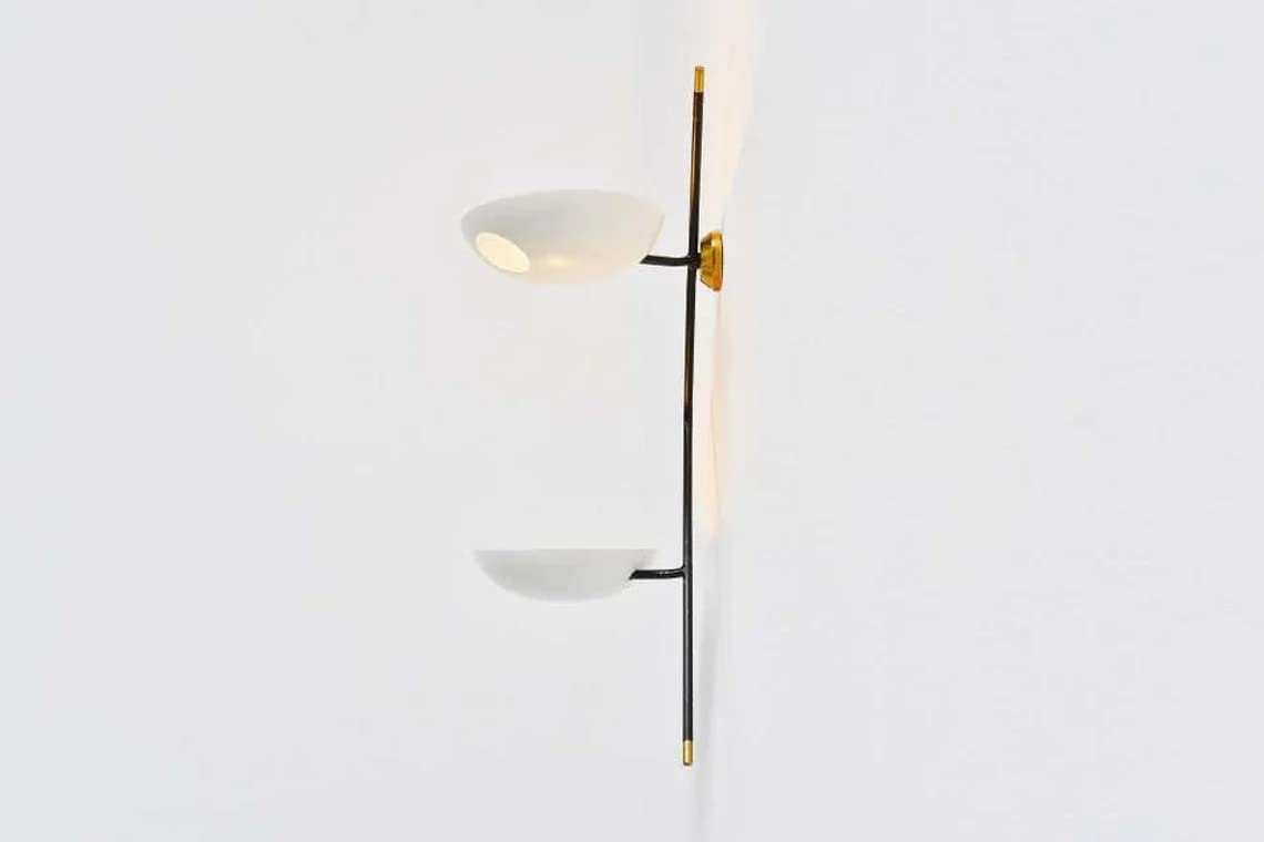 NauticalMart Modern 2 Armed Dome Wall Light Fixture - Raw Brass Sputnik Chandelier for Living Room, Bedroom, or Dining Room Lighting Decor
