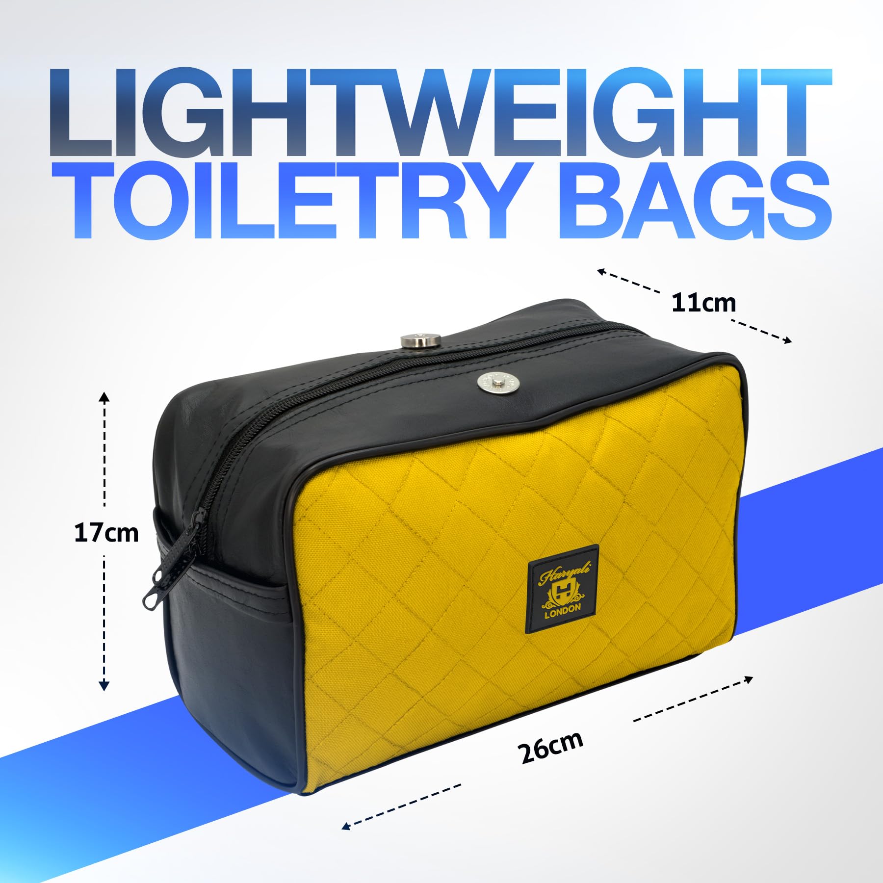 Water-Resistant Leather Toiletry Bag for Men & Women - Large Travel Wash Bag, Shaving Dopp Kit, Gym & Bathroom Organizer - Perfect for Travel, Camping & Daily Use (Yellow)