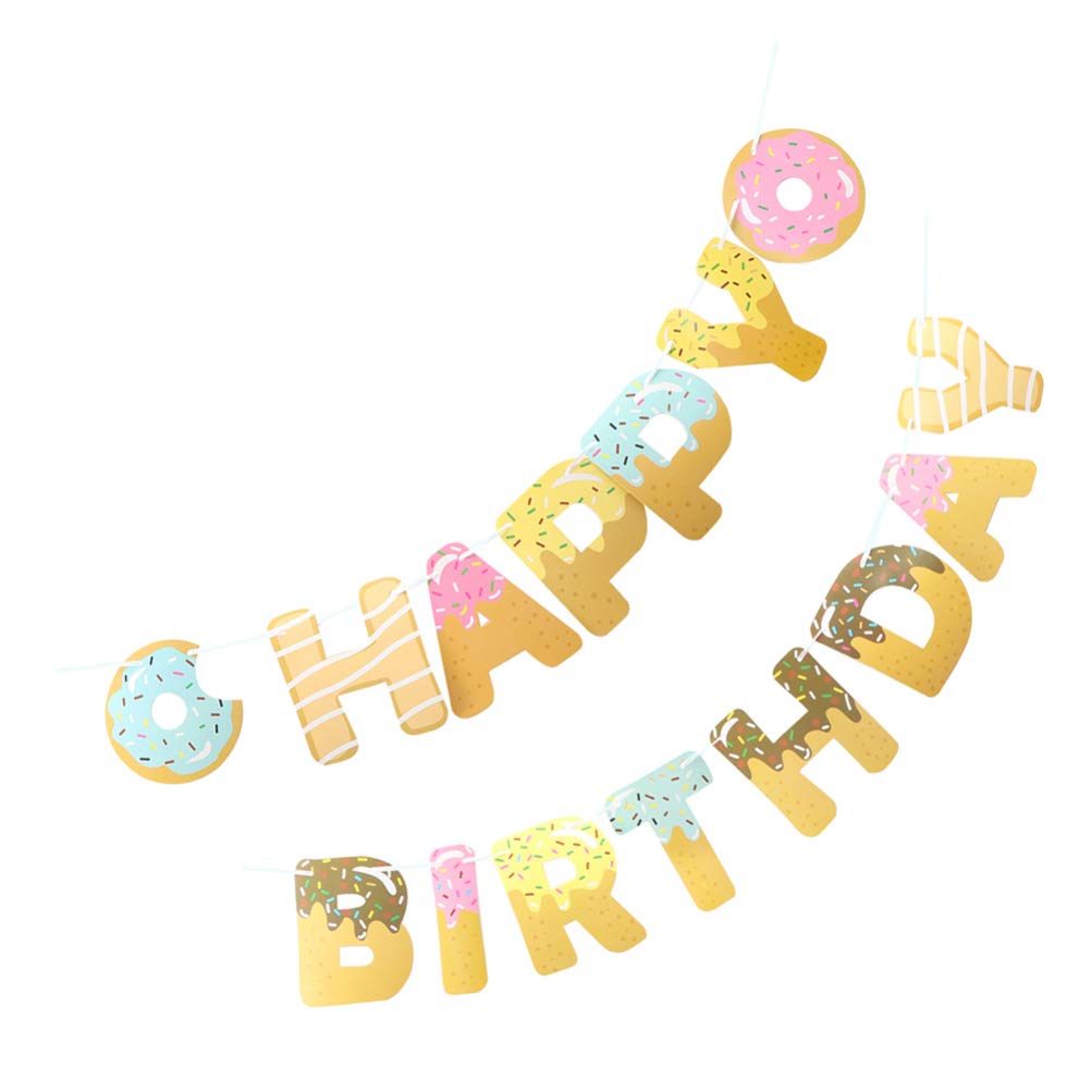 Bestoyard 2-Pack Donut Birthday Garland - Happy Birthday Bunting Banner for Kids Party, Baby Shower & Tea Party Decorations - Perfect for Wall Decor, Dessert Table & Photo Backdrop