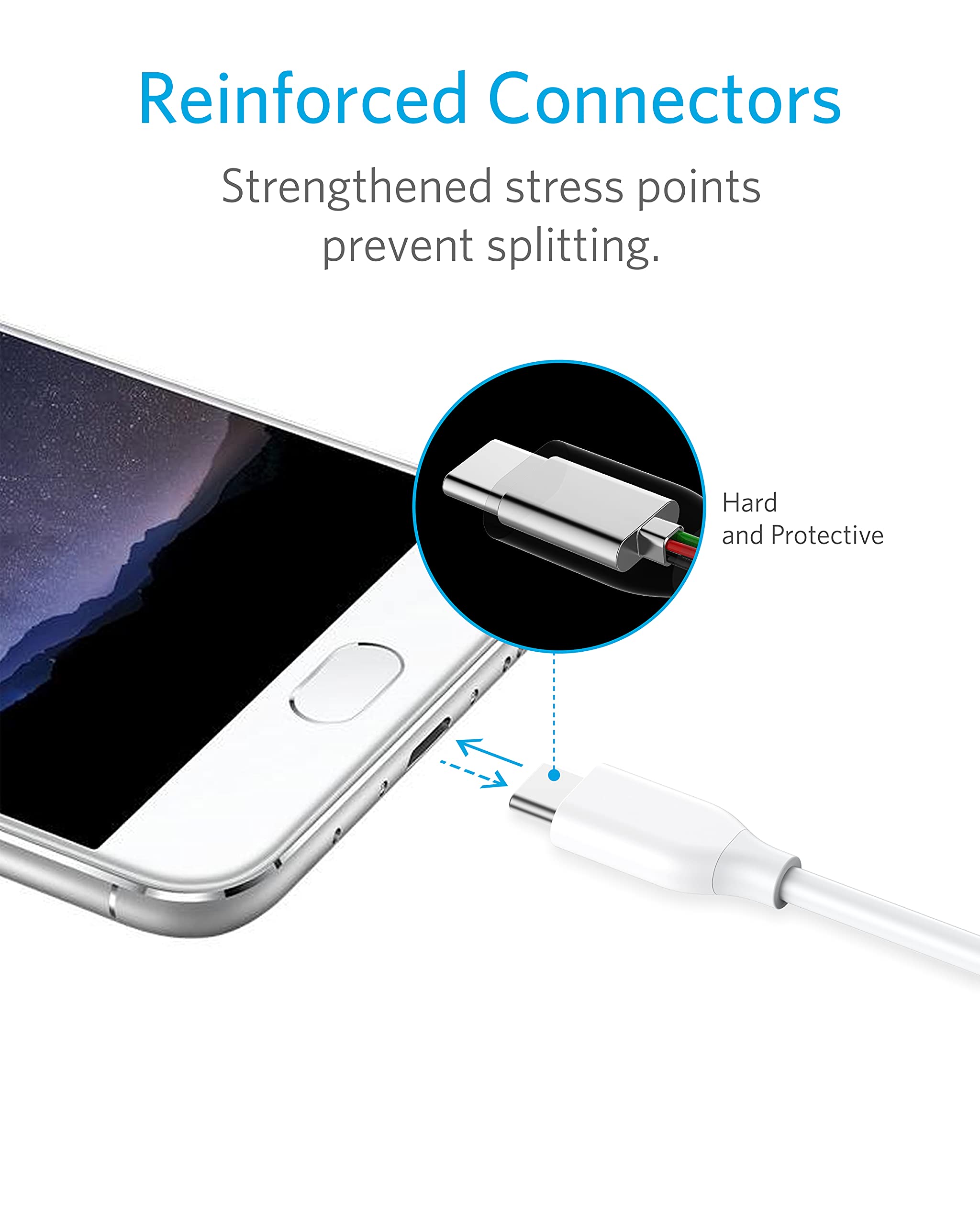 Anker PowerLine USB 3.0 to USB C Fast Charging Cable (3ft) - 56k Ohm Pull-up Resistor, Compatible with Samsung Galaxy S8/S9/Note 8, Oculus Quest, Sony Xperia XZ, LG V20/G5/G6, HTC 10 - Perfect for Fast Charging Phones, VR Headsets & Gaming Devices